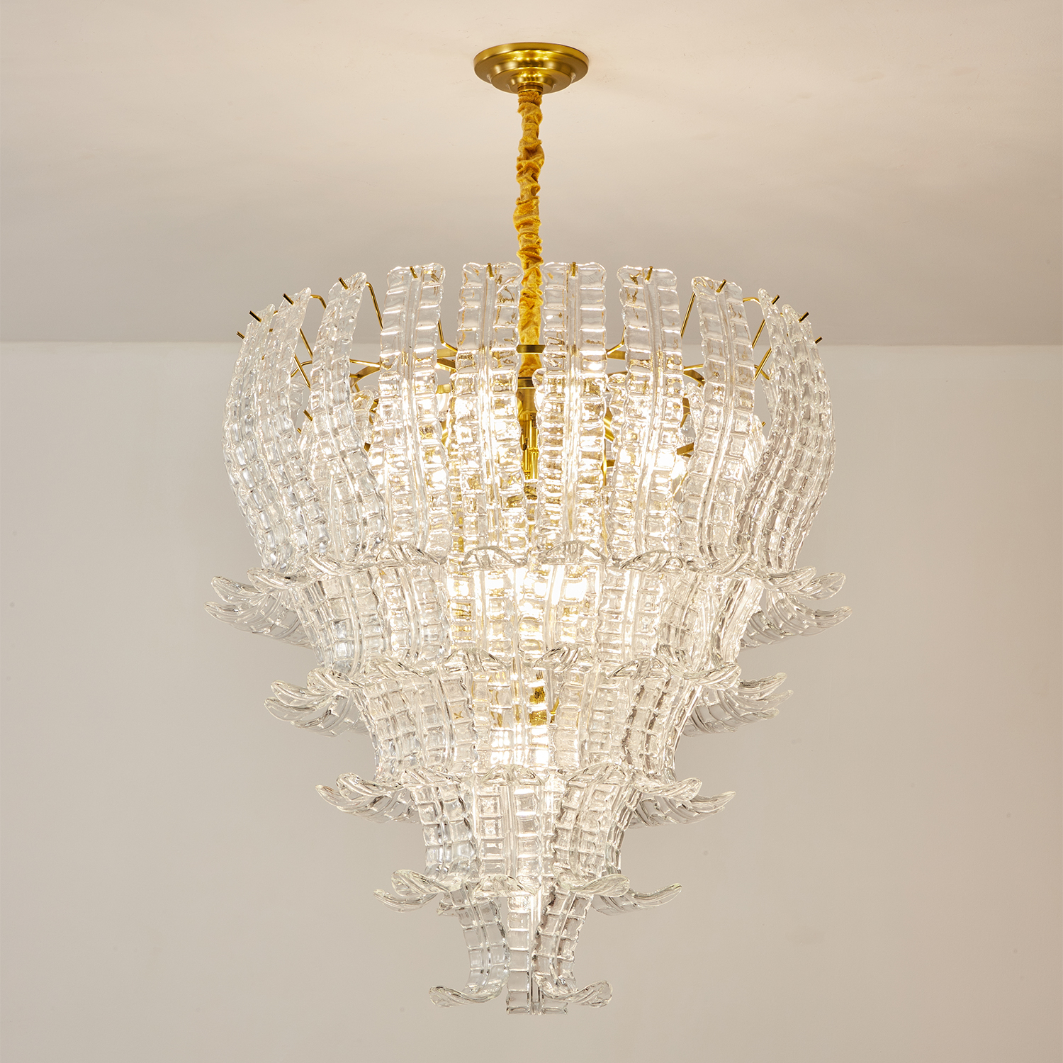 Italian Murano Felci Clear Glass Chandeliers
