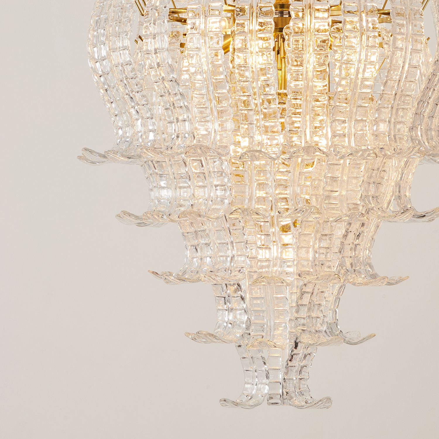 Italian Murano Felci Clear Glass Chandeliers