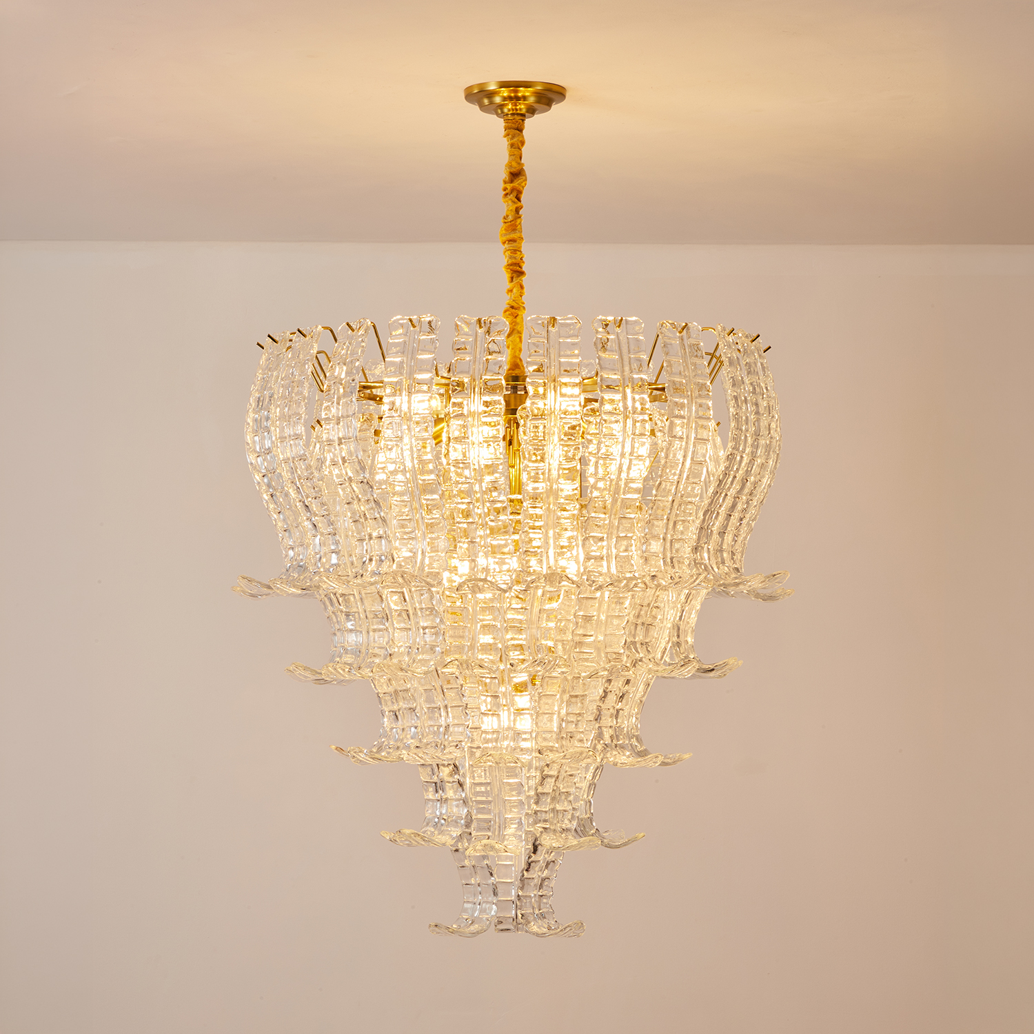 Italian Murano Felci Clear Glass Chandeliers