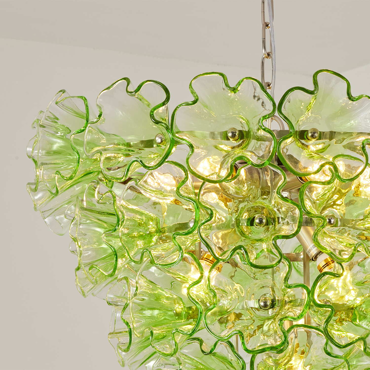 Italian Murano Large Glass Flower Chandelier 1960s