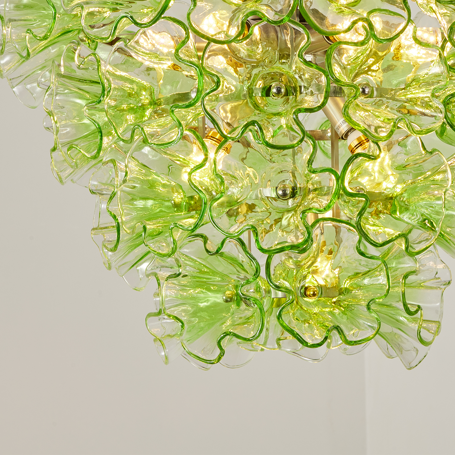 Italian Murano Large Glass Flower Chandelier 1960s