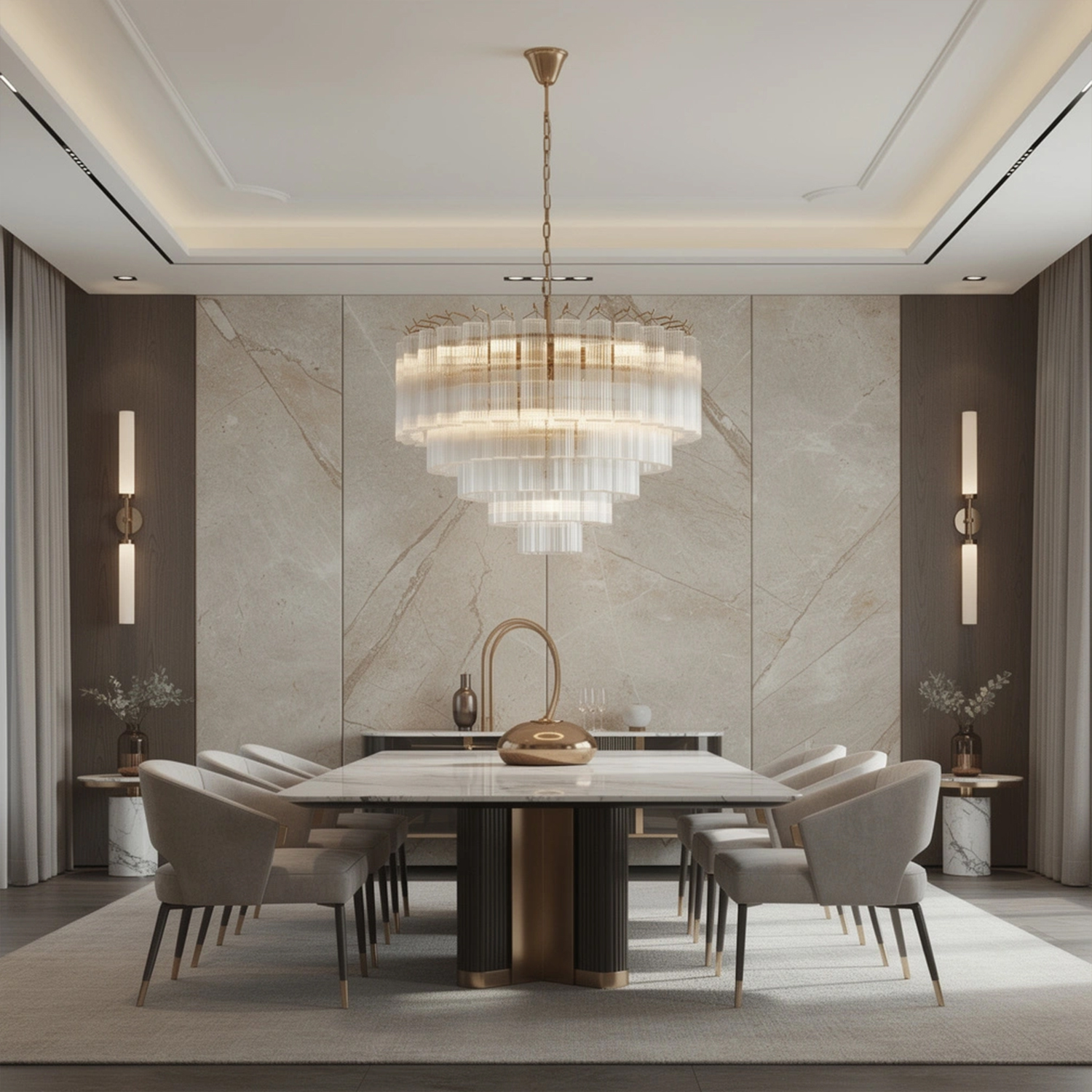 Italian Style Glass Tube Chandelier