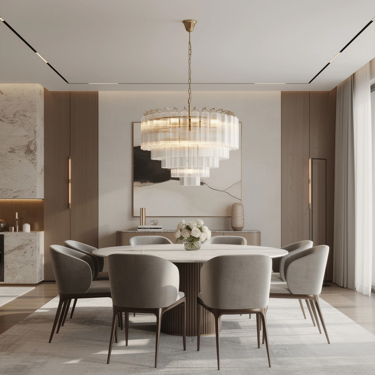 Italian Style Glass Tube Chandelier