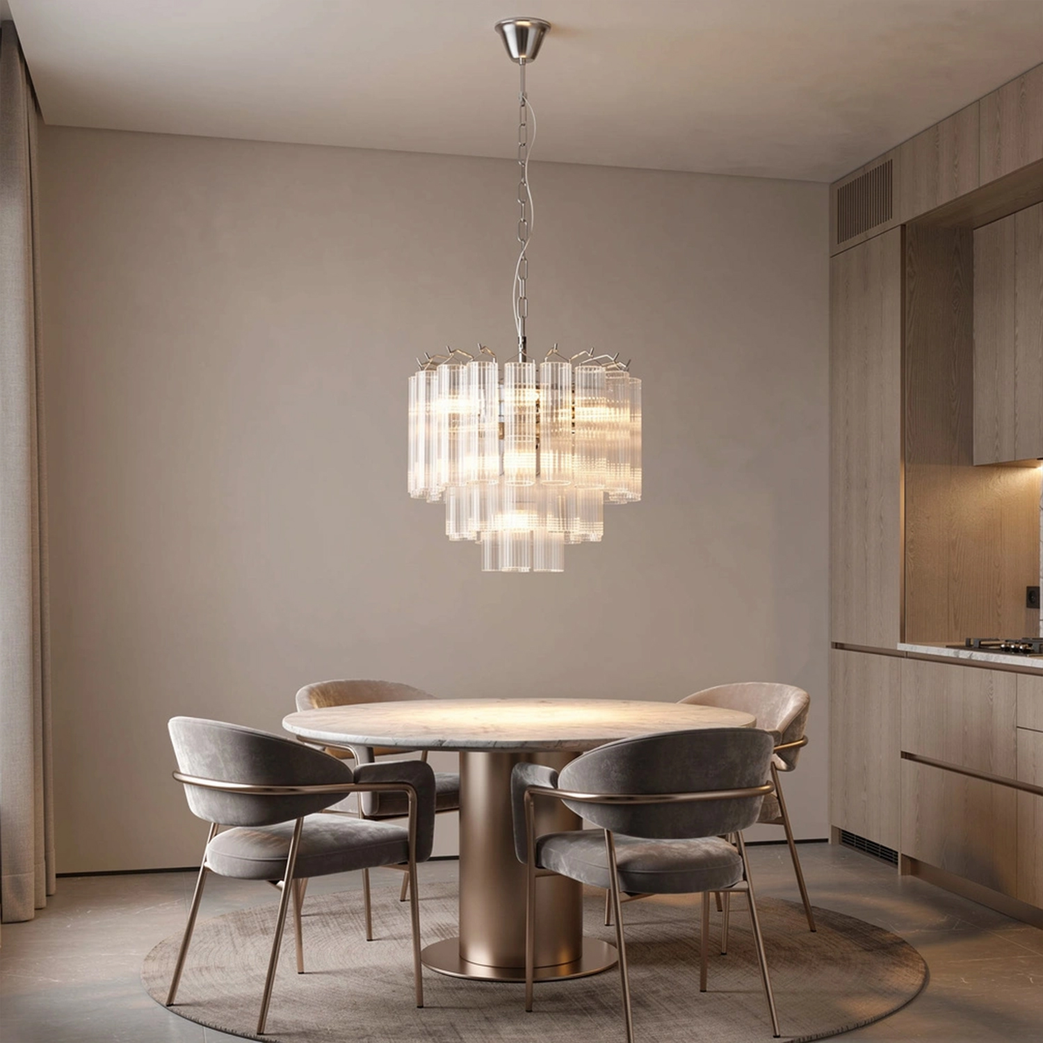 Italian Style Glass Tube Chandelier