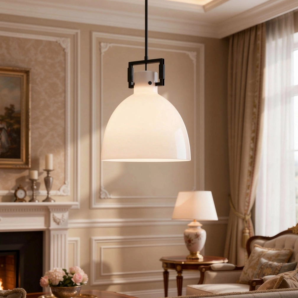 Machinist Milk Glass Cloche Pendant Light （改图）