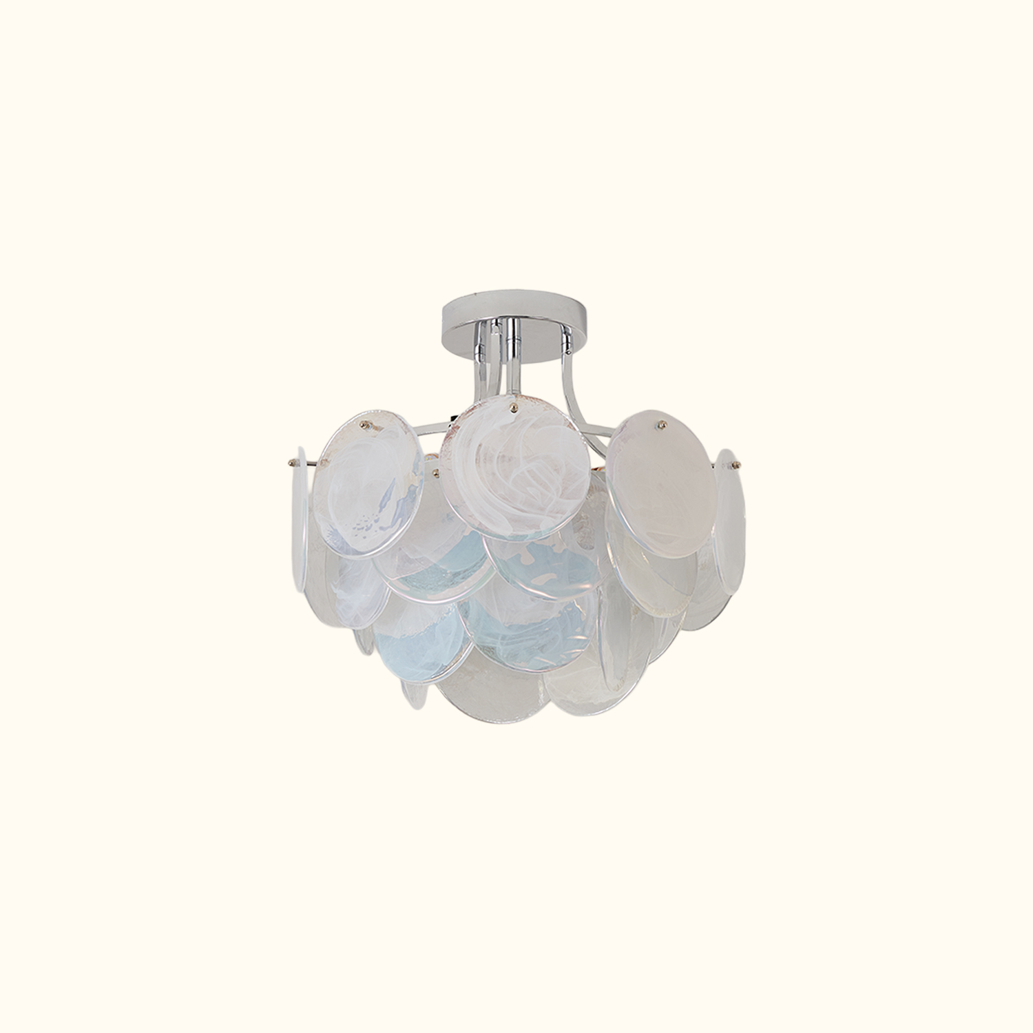 Modern Glass Disc Flush Mount Chandelier