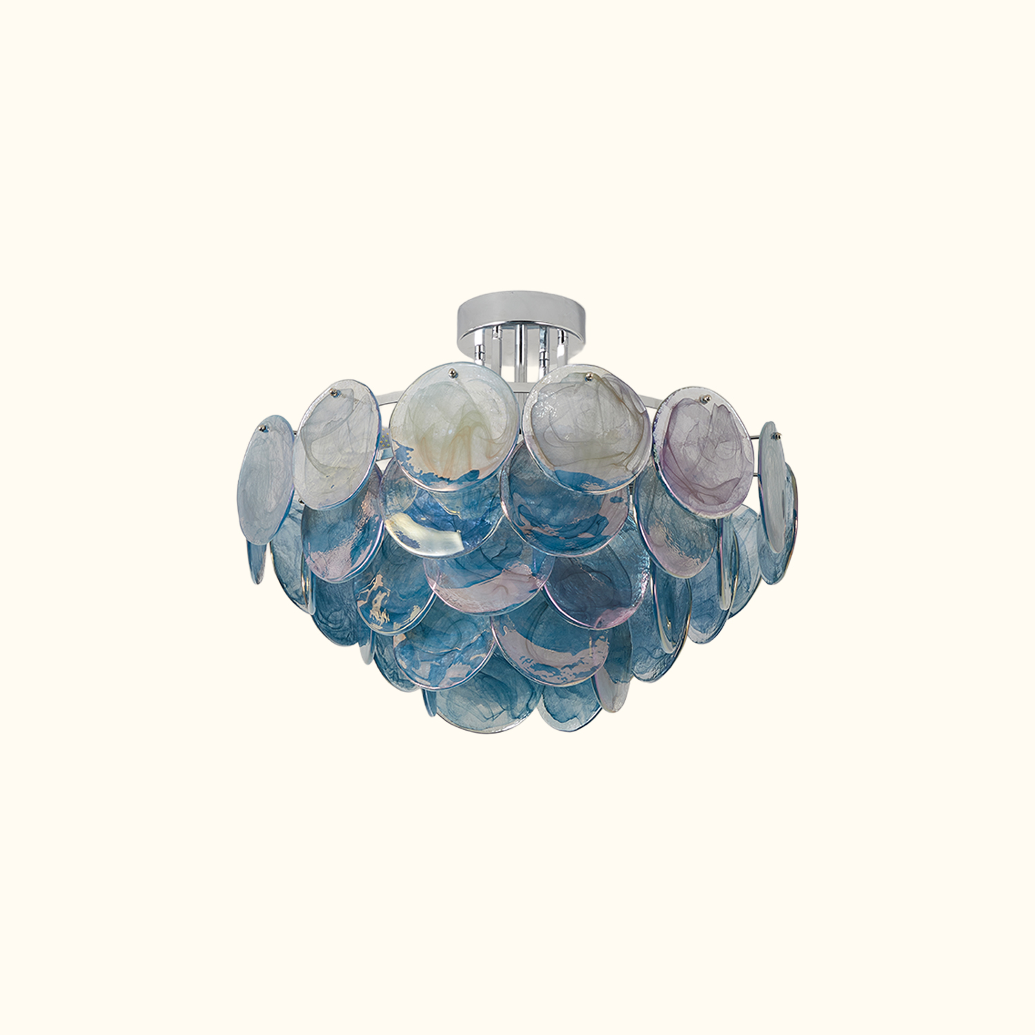 Modern Glass Disc Flush Mount Chandelier