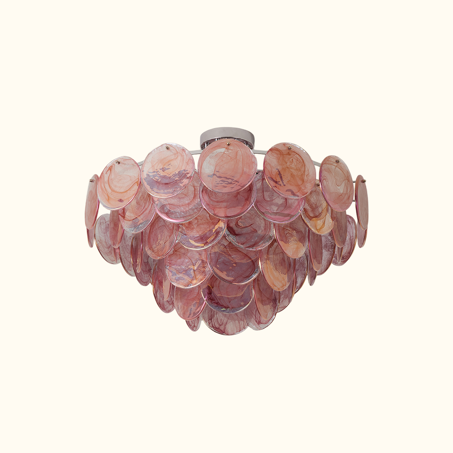 Modern Glass Disc Flush Mount Chandelier