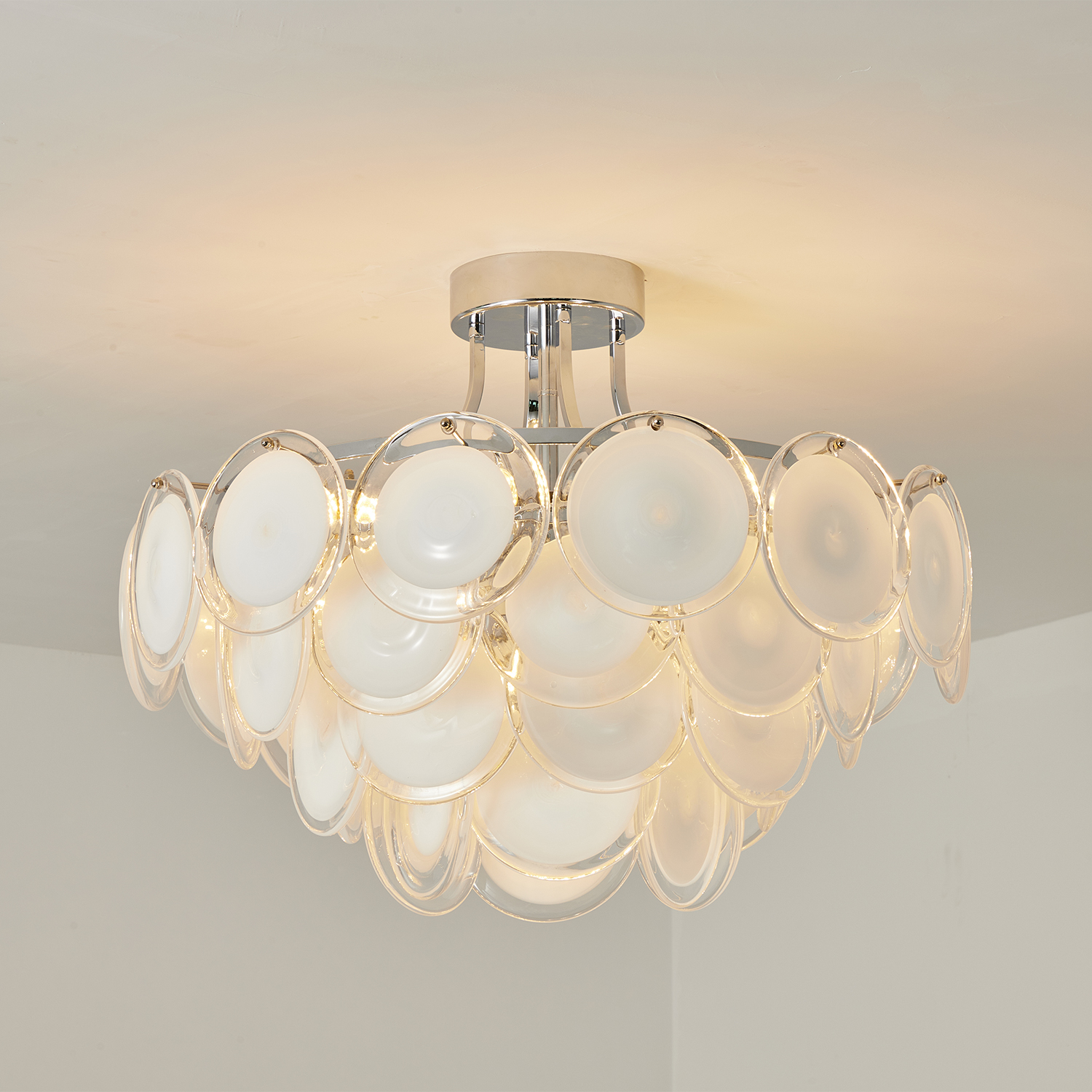 Modern Glass Disc Flush Mount Chandelier