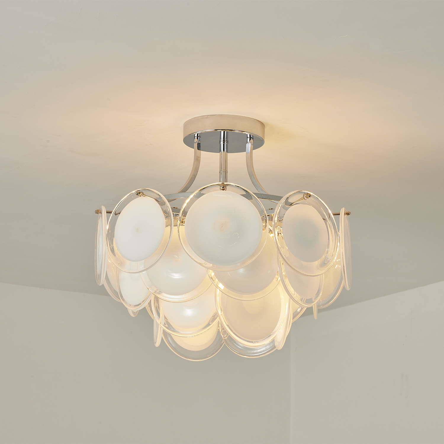 Modern Glass Disc Flush Mount Chandelier