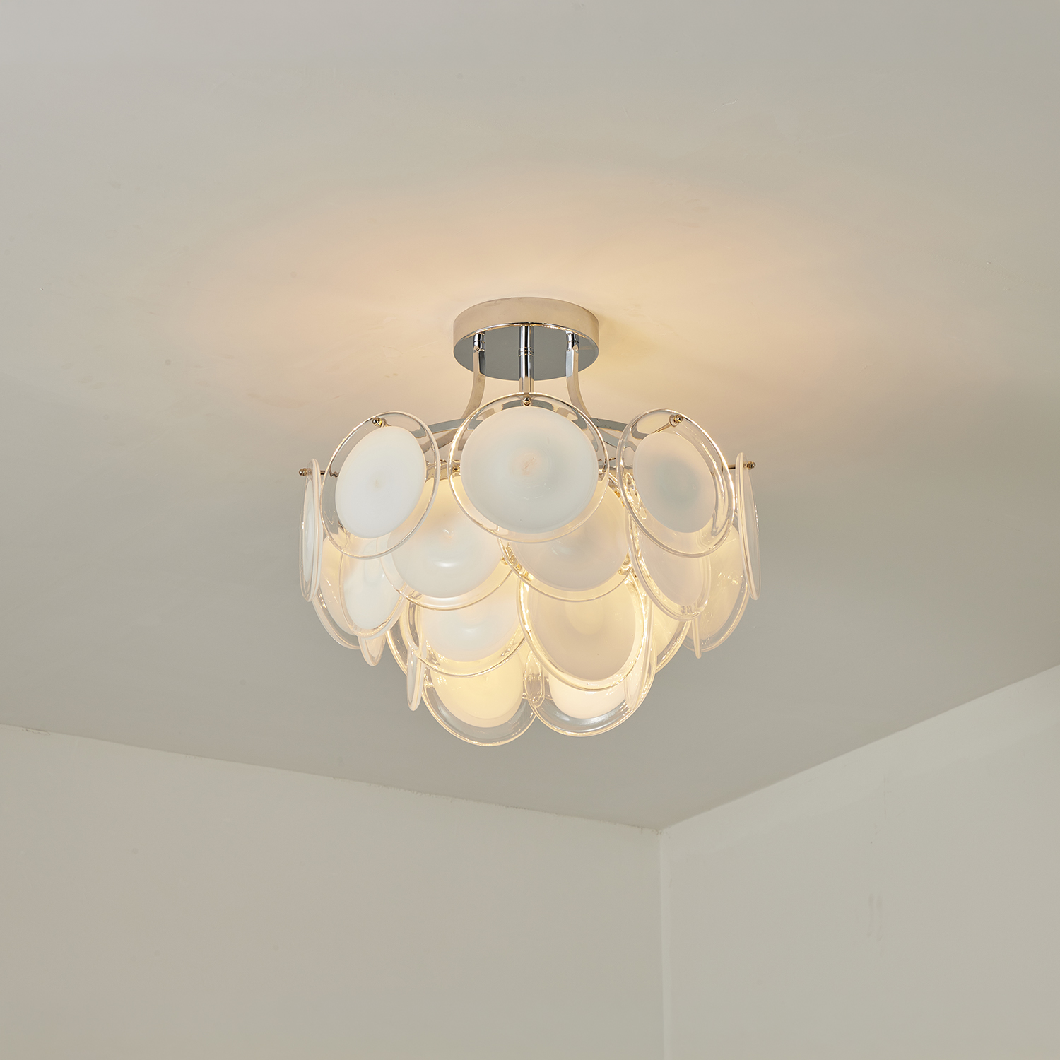 Modern Glass Disc Flush Mount Chandelier