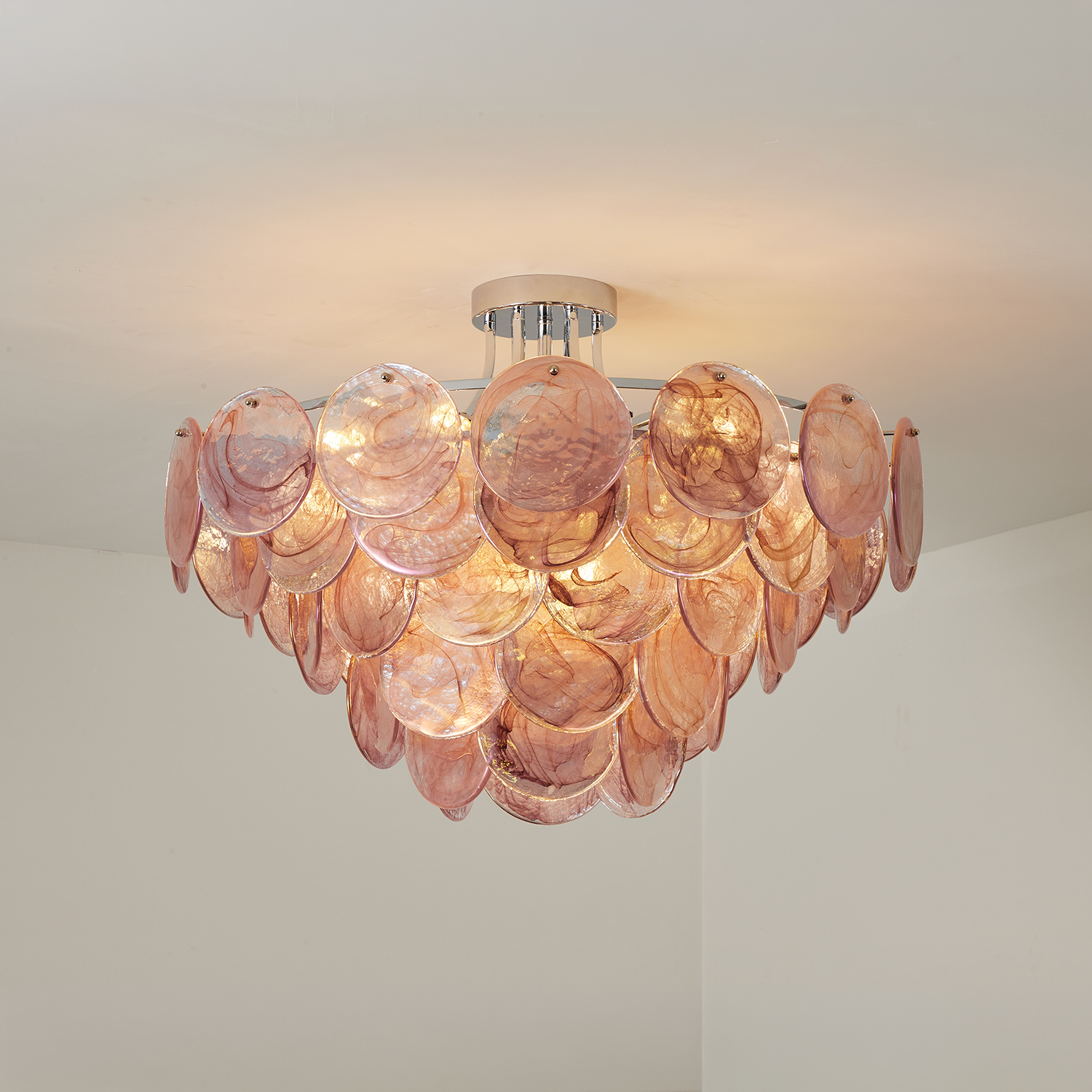 Modern Glass Disc Flush Mount Chandelier