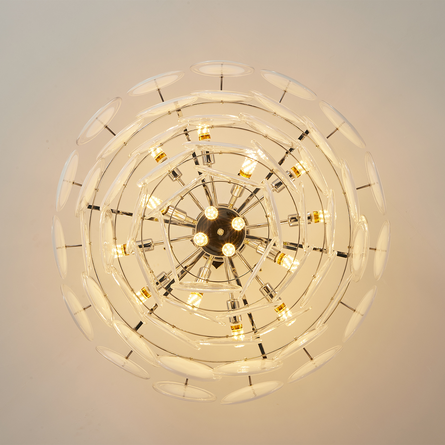 Modern Glass Disc Flush Mount Chandelier
