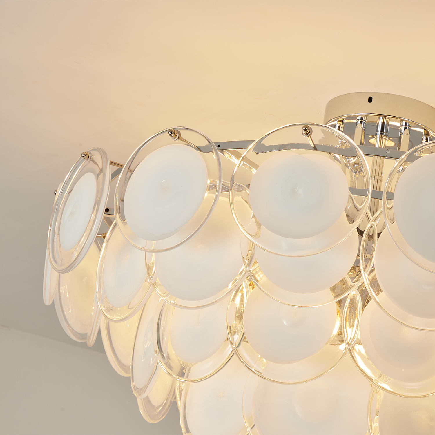 Modern Glass Disc Flush Mount Chandelier