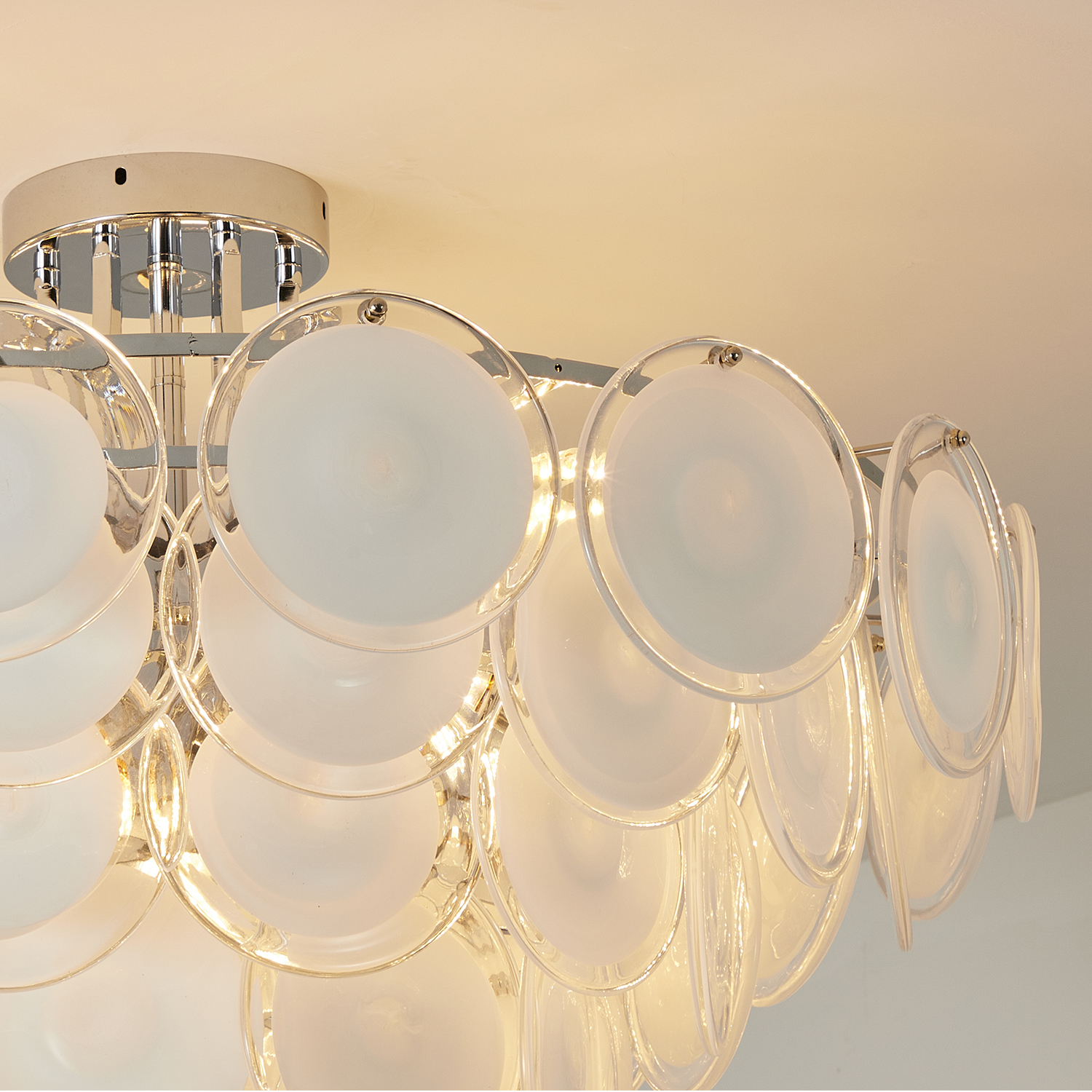 Modern Glass Disc Flush Mount Chandelier