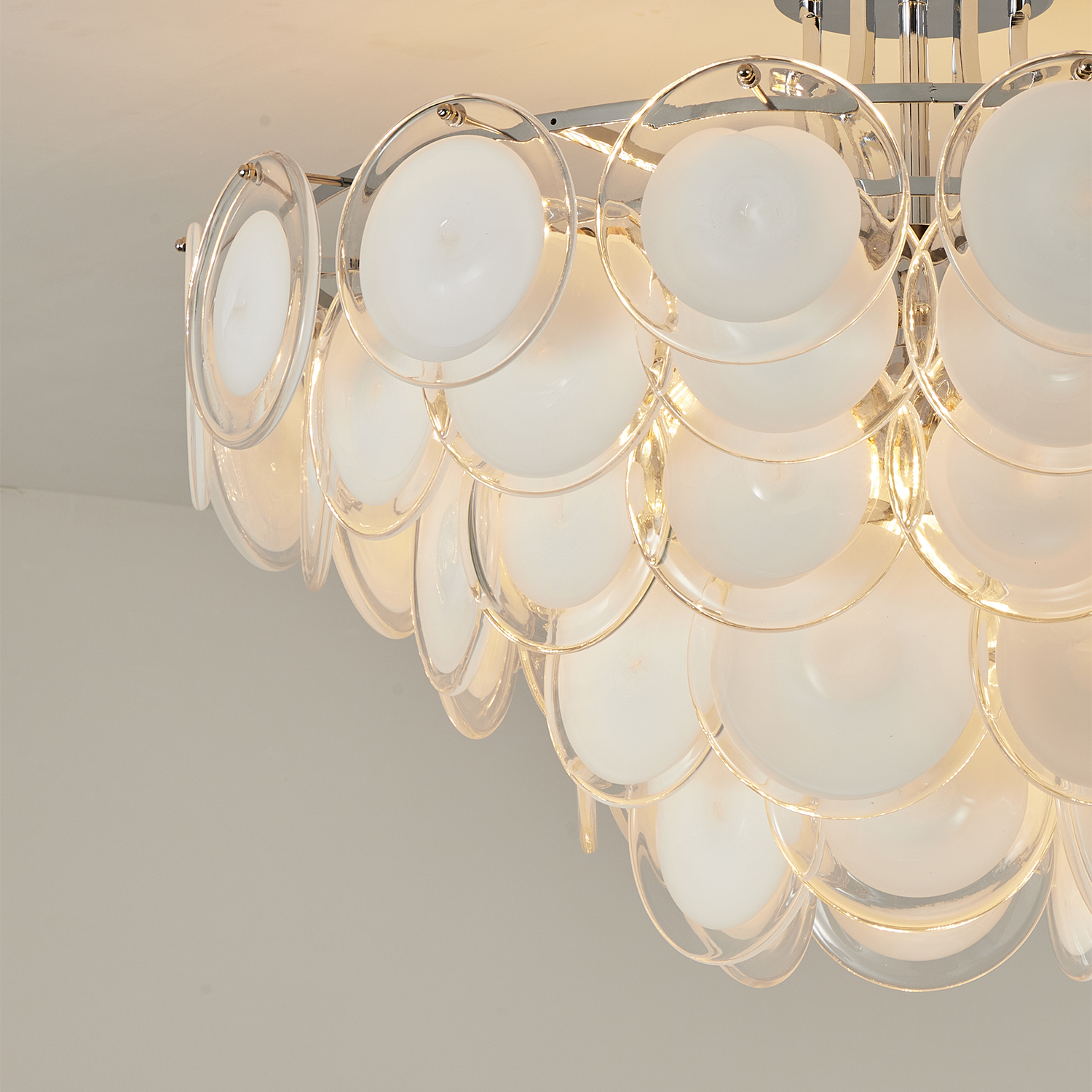 Modern Glass Disc Flush Mount Chandelier