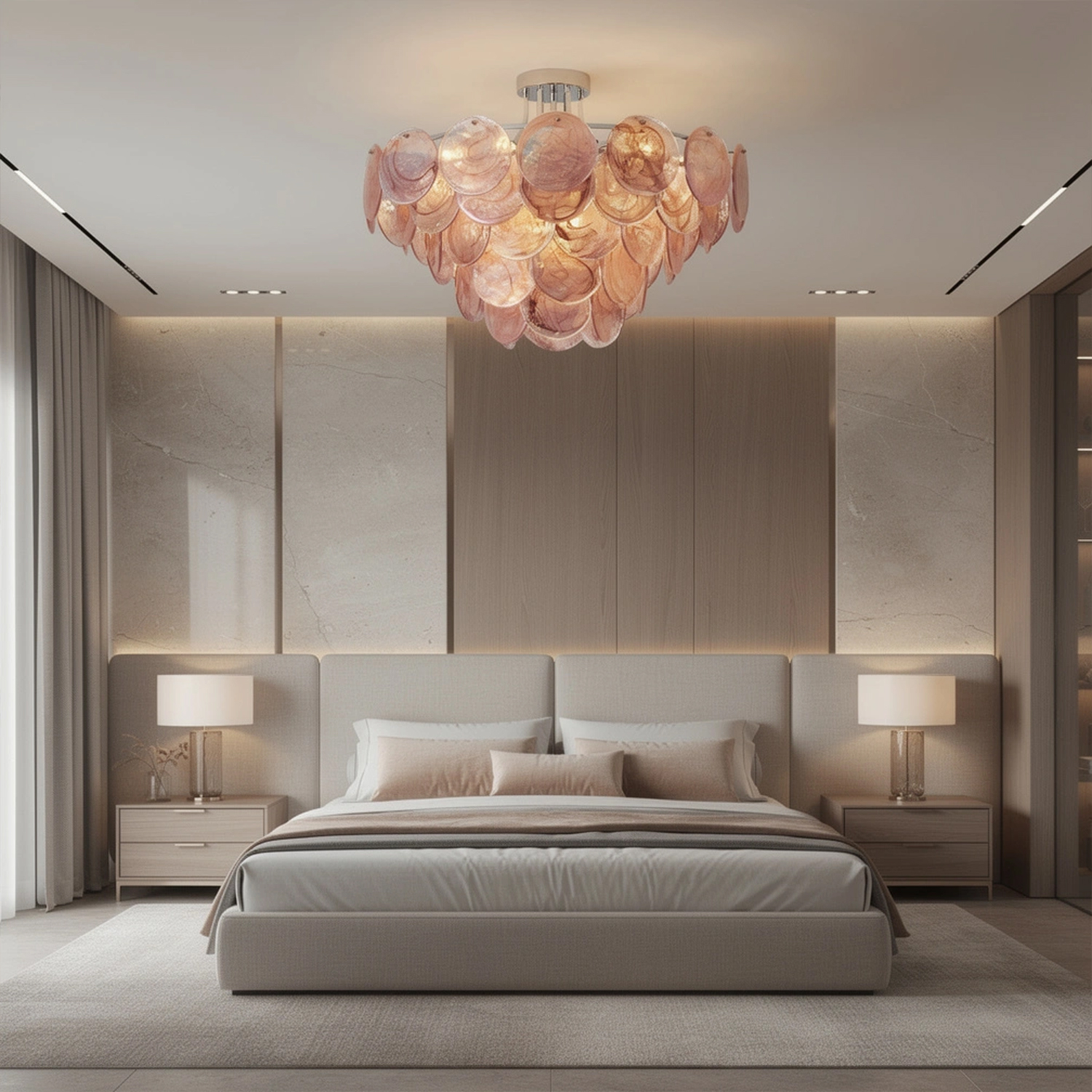 Modern Glass Disc Flush Mount Chandelier