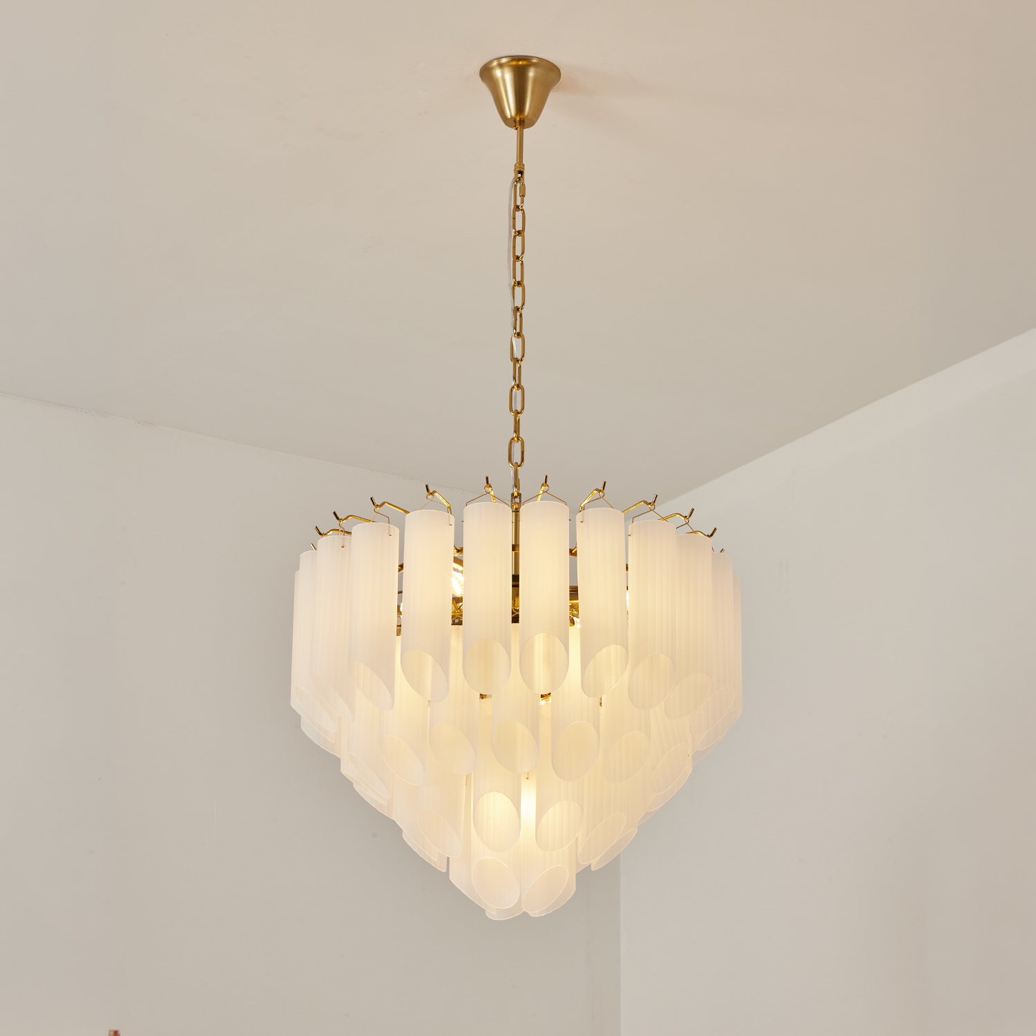 Modern Round Glass Tube Chandelier
