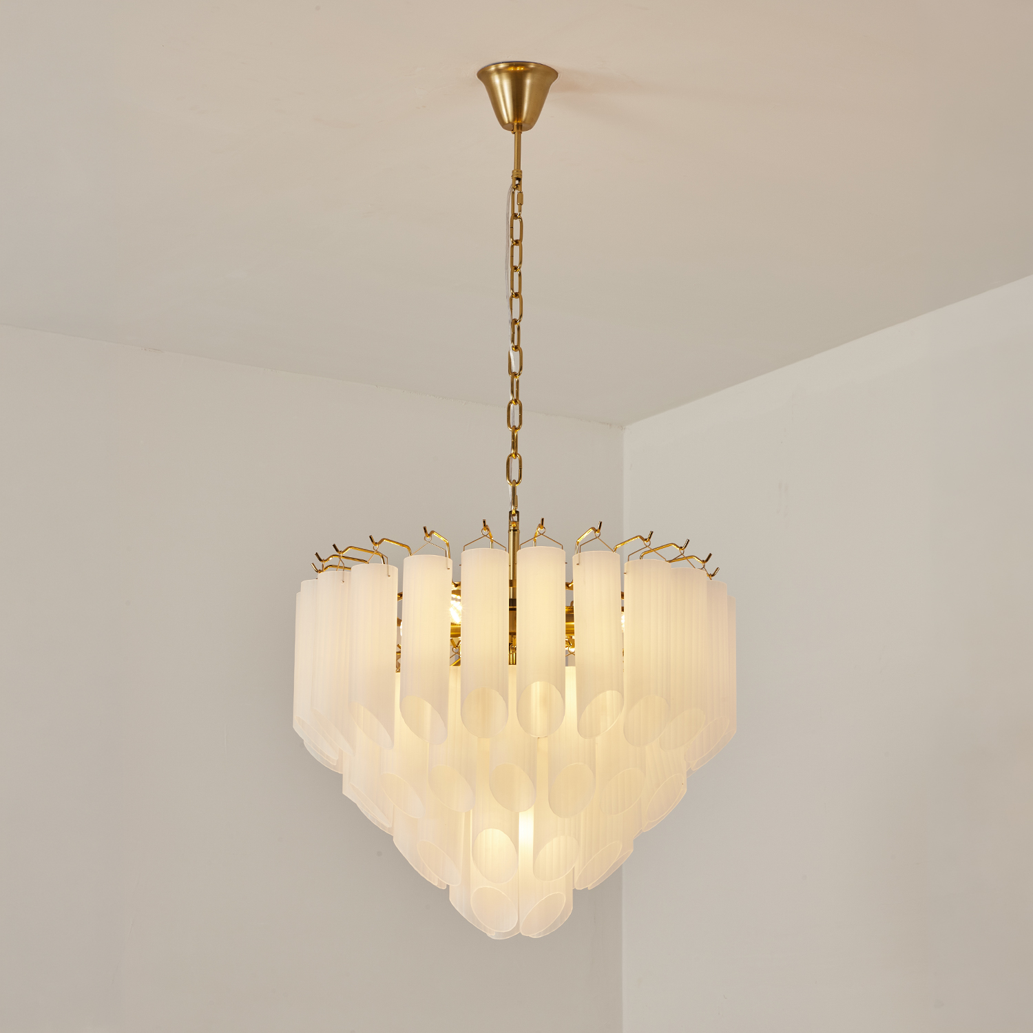 Modern Round Glass Tube Chandelier