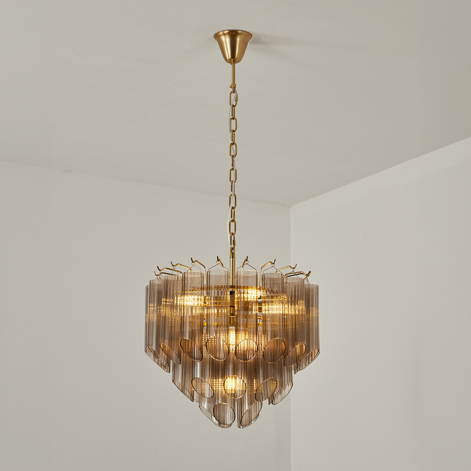 Modern Round Glass Tube Chandelier