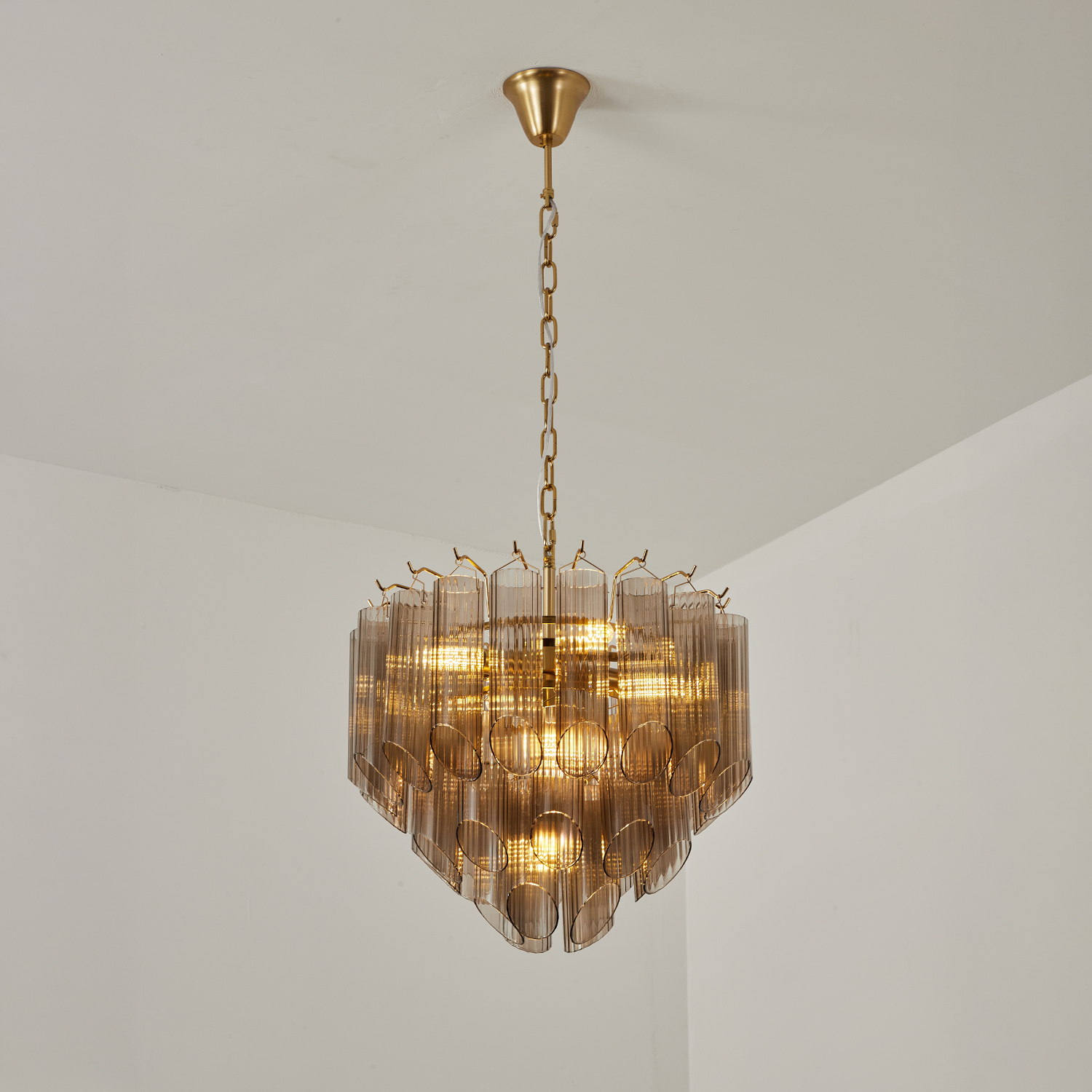 Modern Round Glass Tube Chandelier