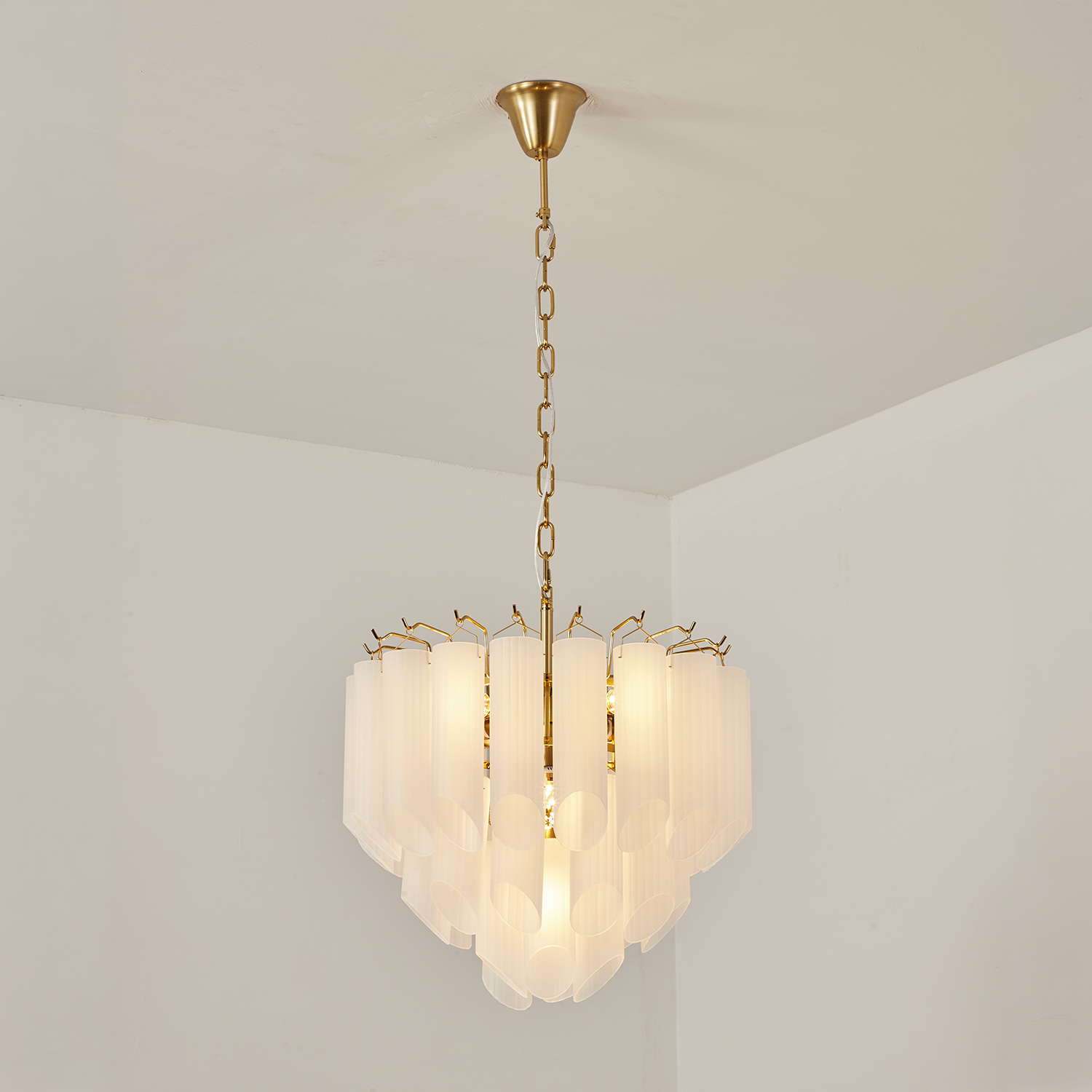 Modern Round Glass Tube Chandelier