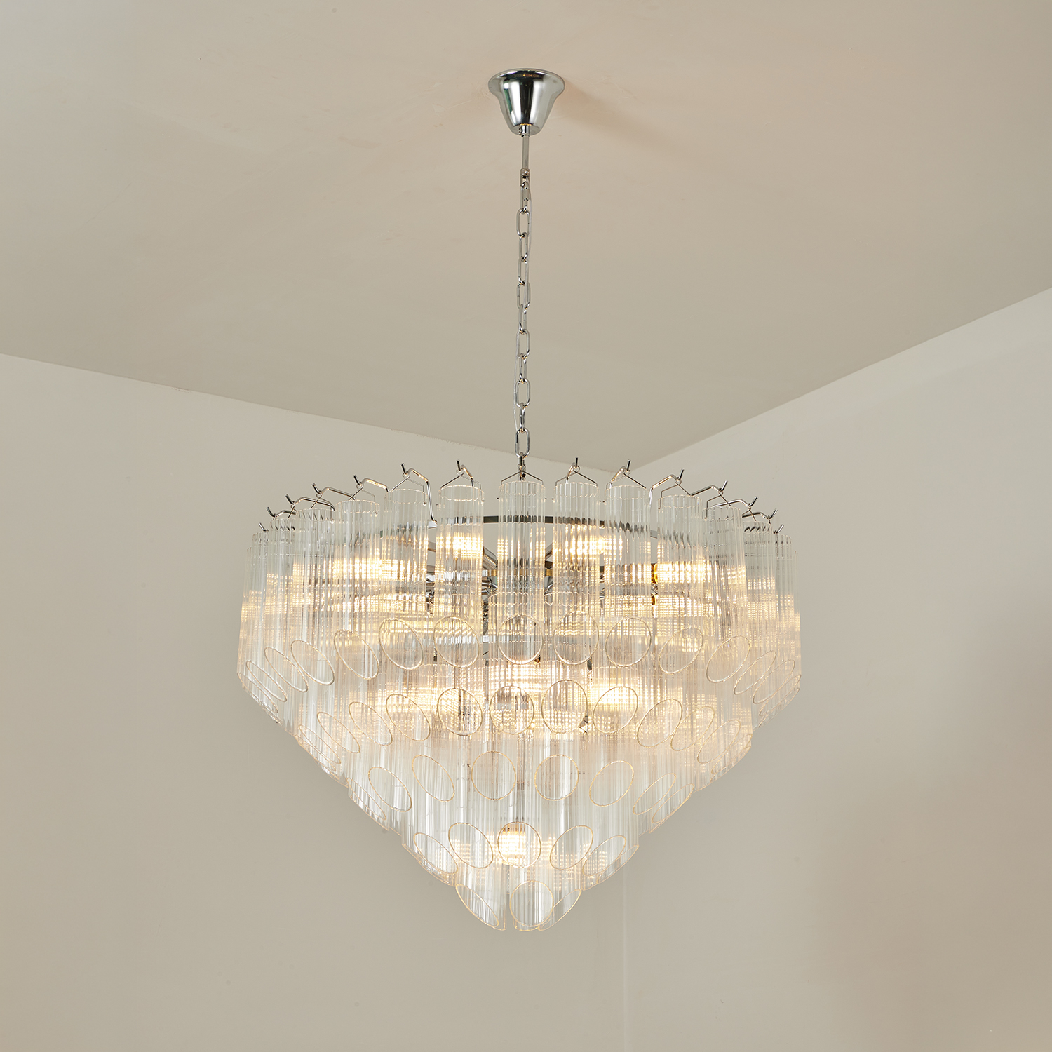 Modern Round Glass Tube Chandelier