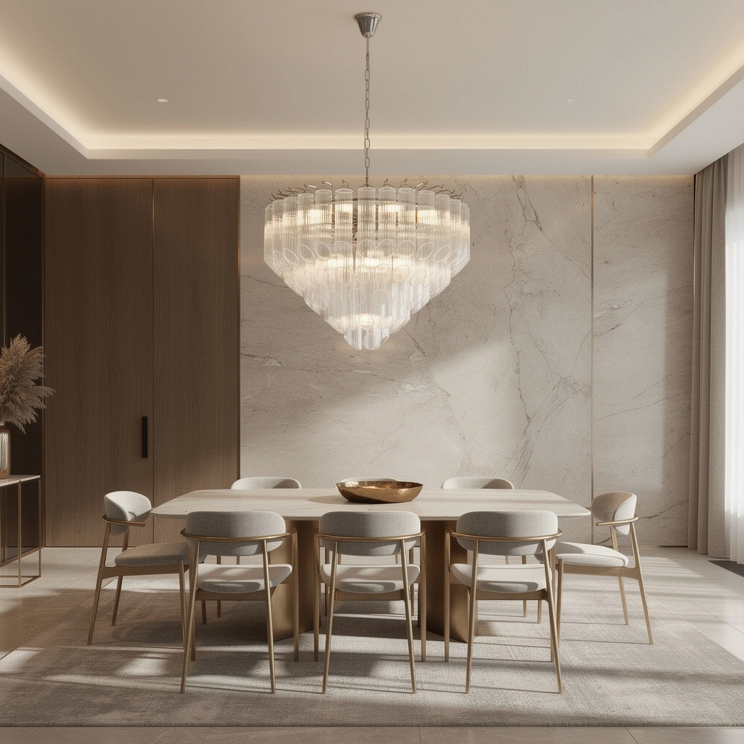 Modern Round Glass Tube Chandelier