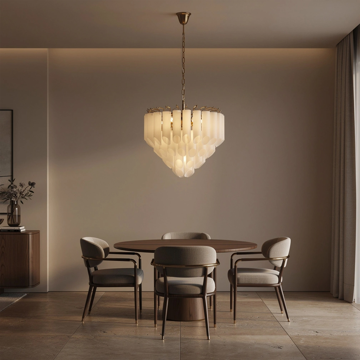 Modern Round Glass Tube Chandelier