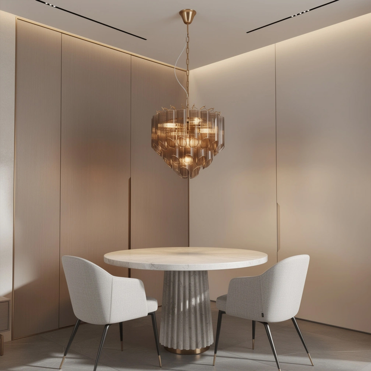 Modern Round Glass Tube Chandelier