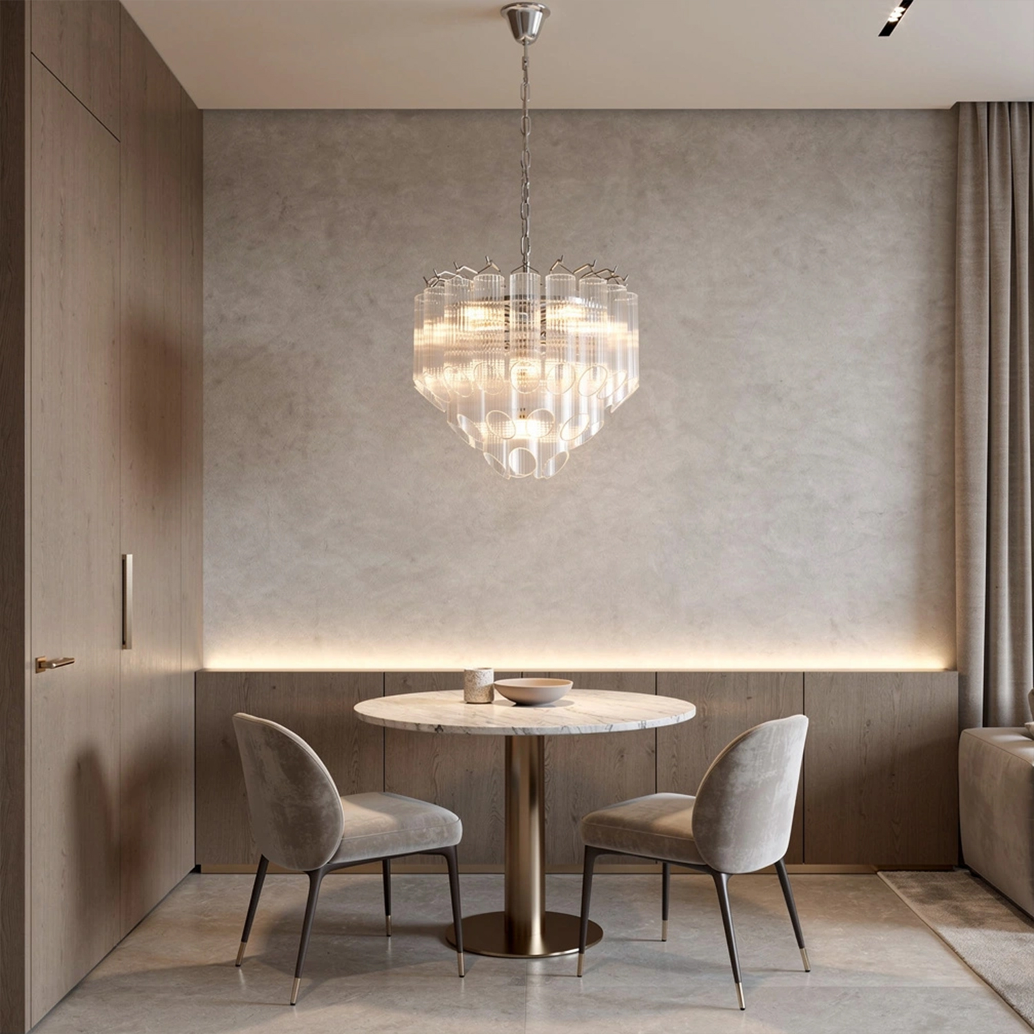 Modern Round Glass Tube Chandelier