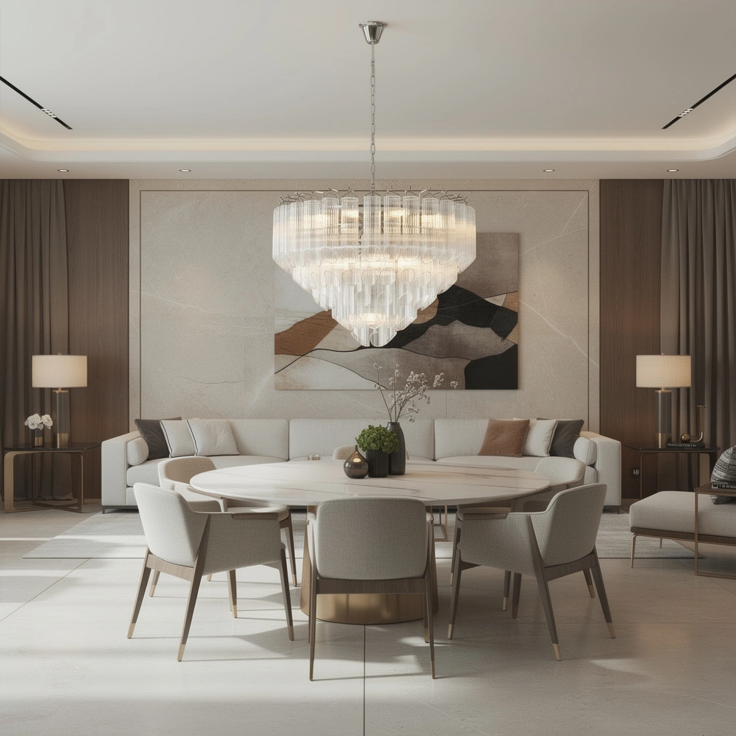 Modern Round Glass Tube Chandelier