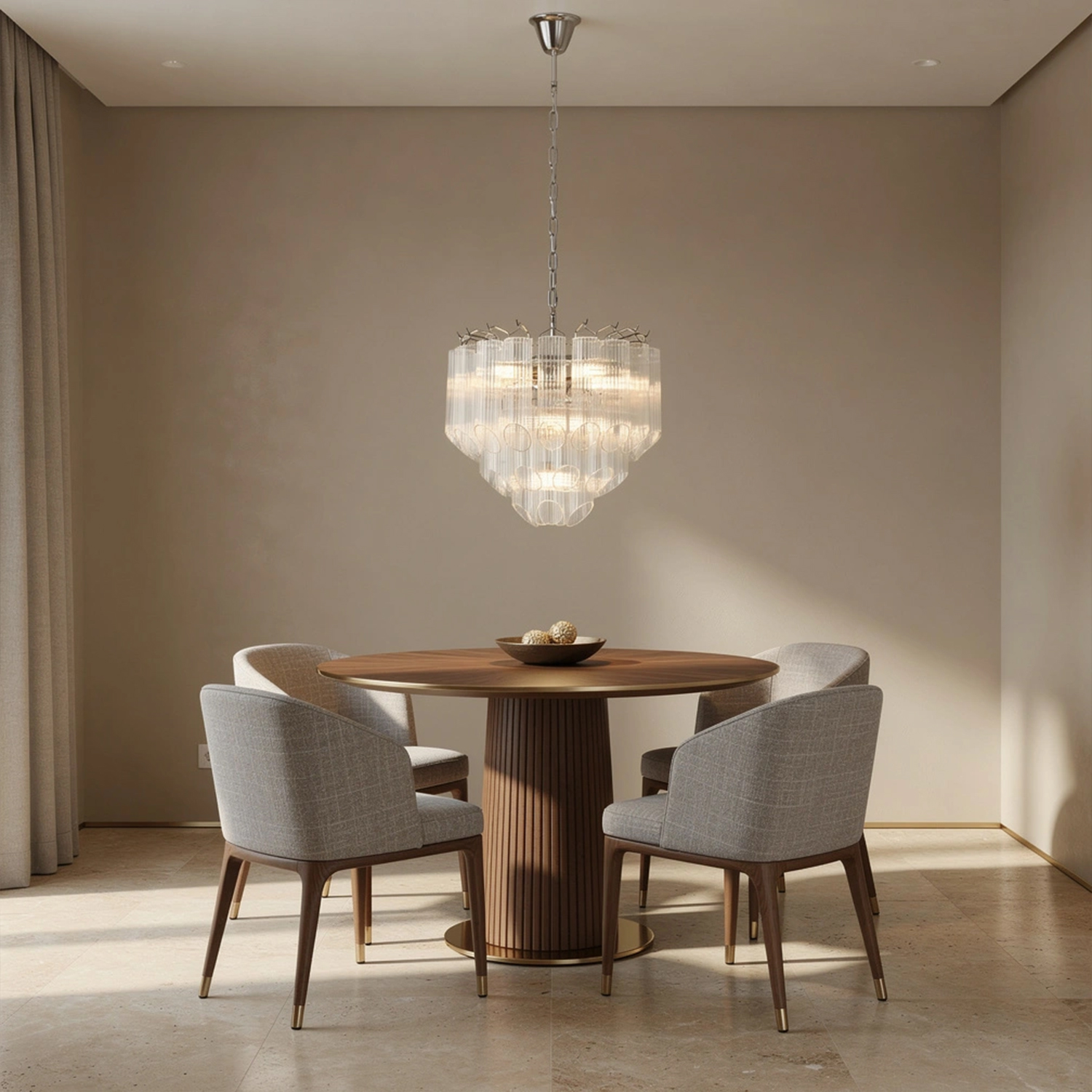 Modern Round Glass Tube Chandelier
