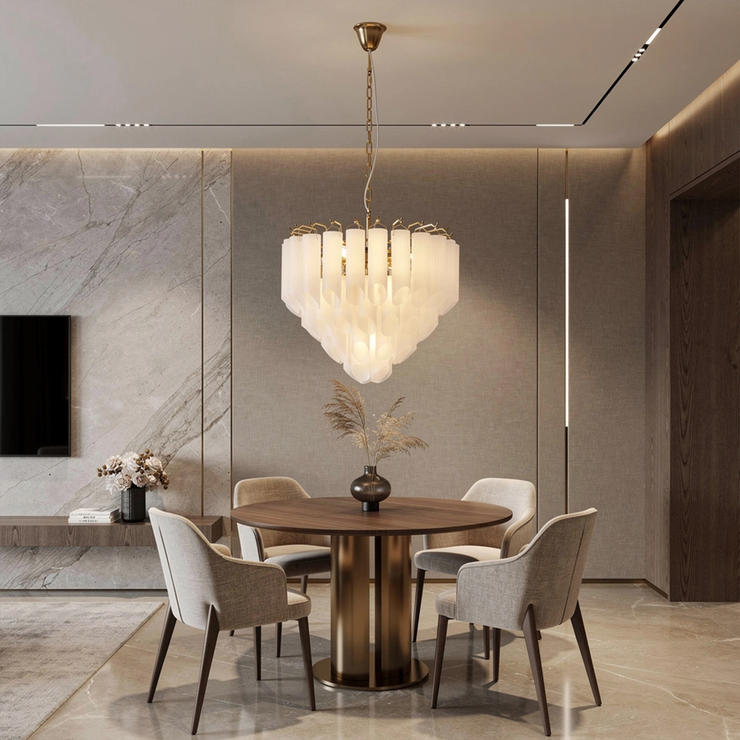 Modern Round Glass Tube Chandelier