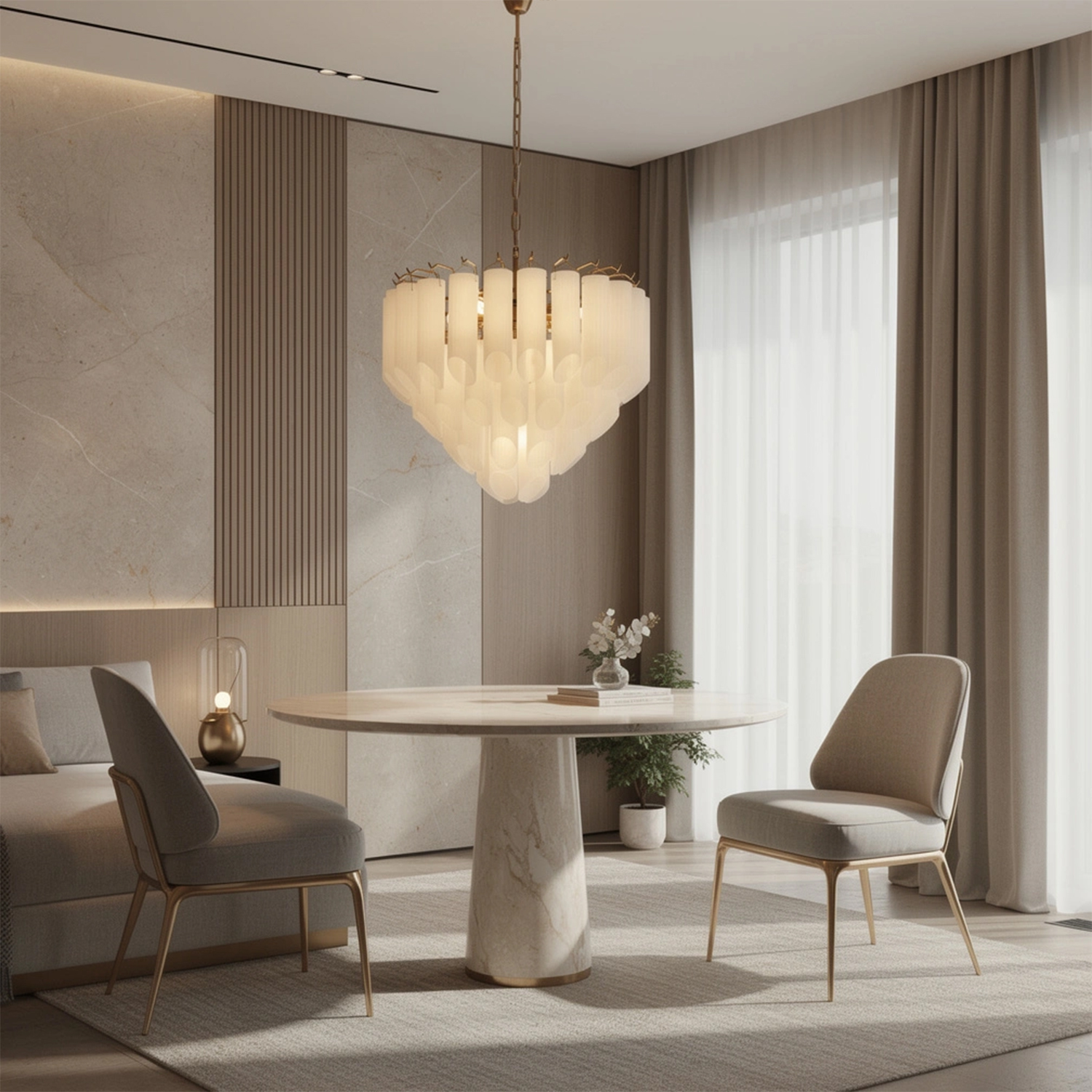 Modern Round Glass Tube Chandelier