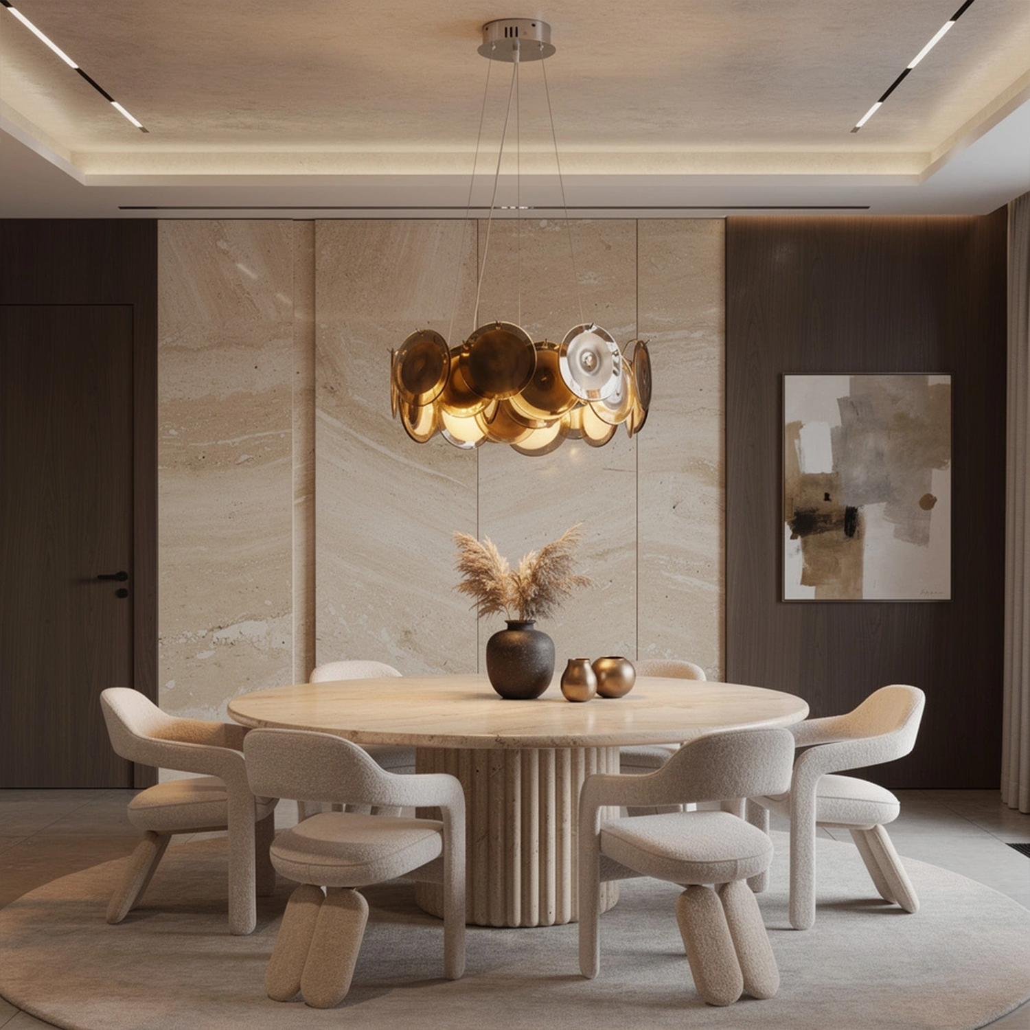 Modern Smoke Iridescent Glass Disc Chandelier