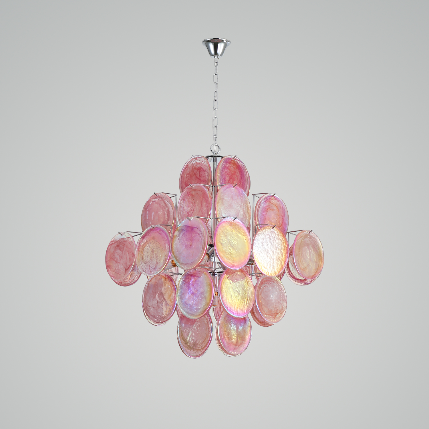 Modernist Diamond Shaped Handblown Murano Glass Chandelier