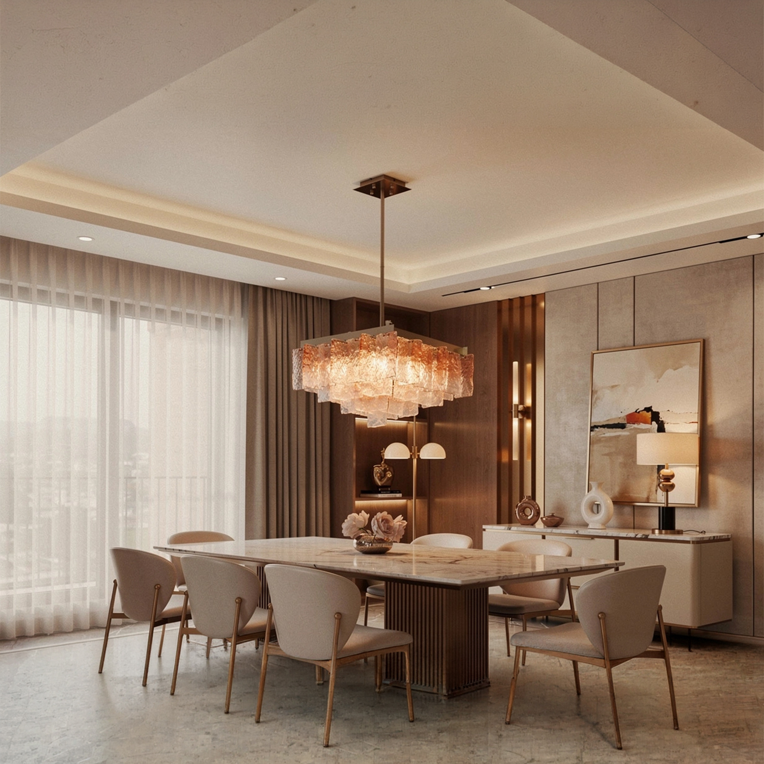 Monumental Interlocking Glass Chandelier
