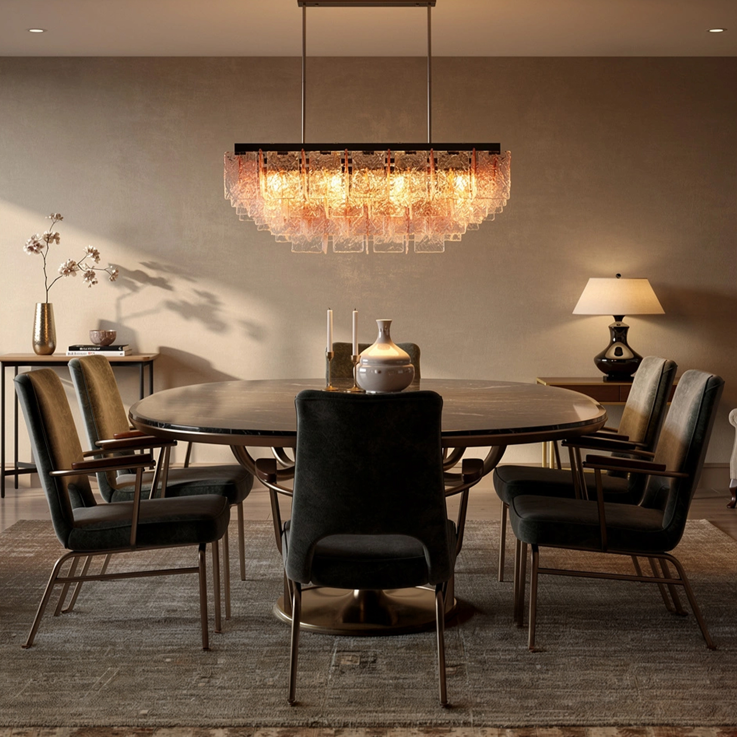 Monumental Interlocking Glass Chandelier