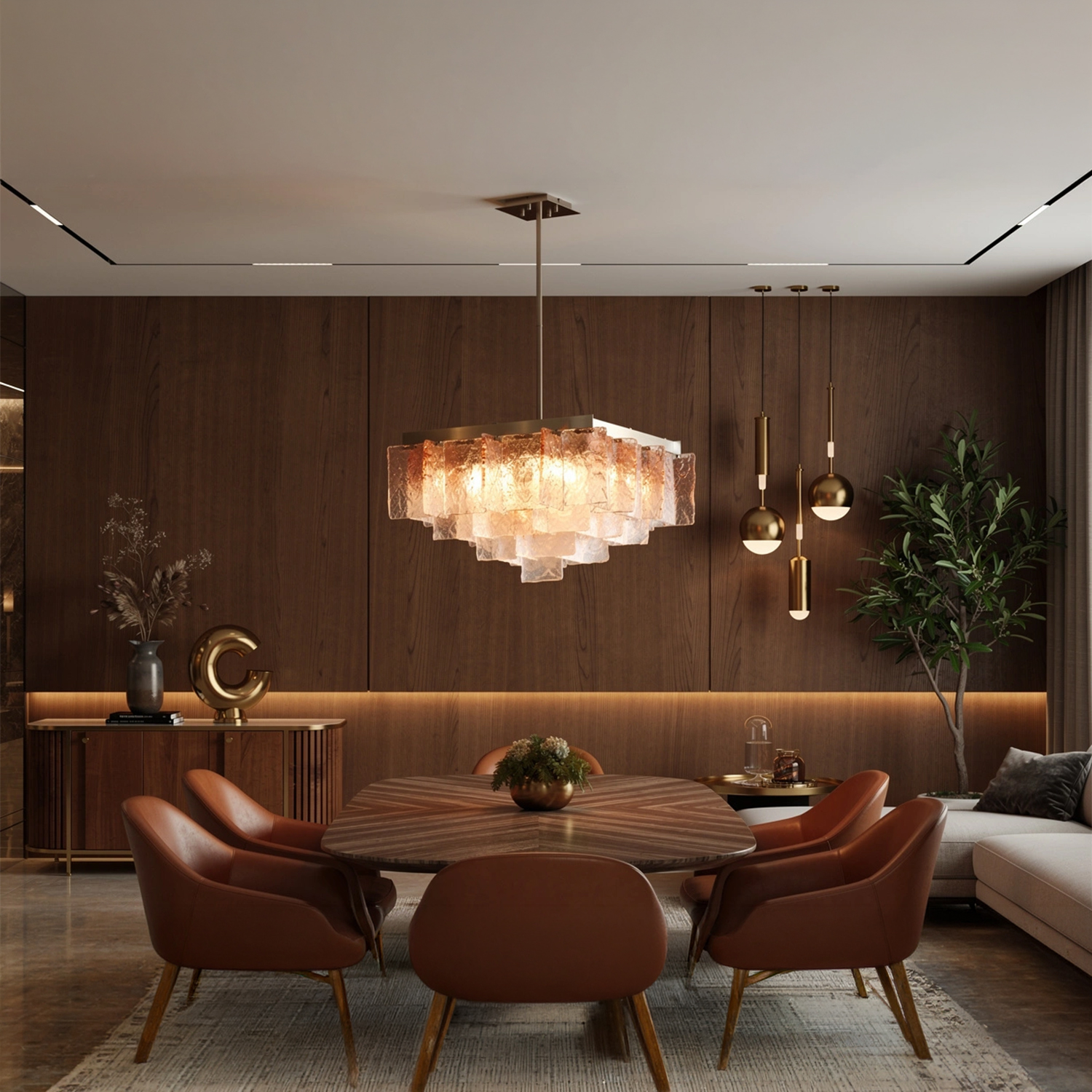 Monumental Interlocking Glass Chandelier