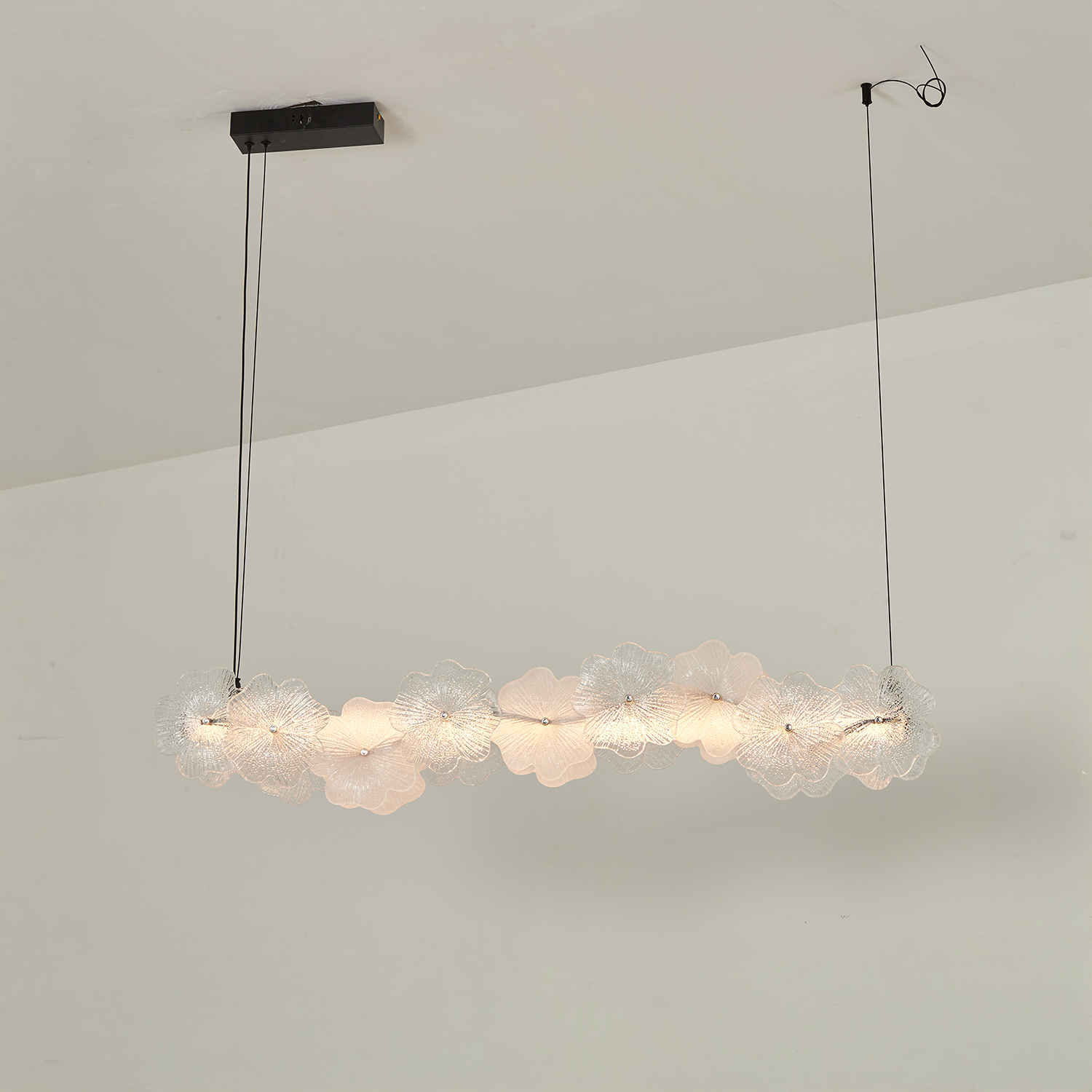 Murano Style Floral Crystal Linear Pendant Light