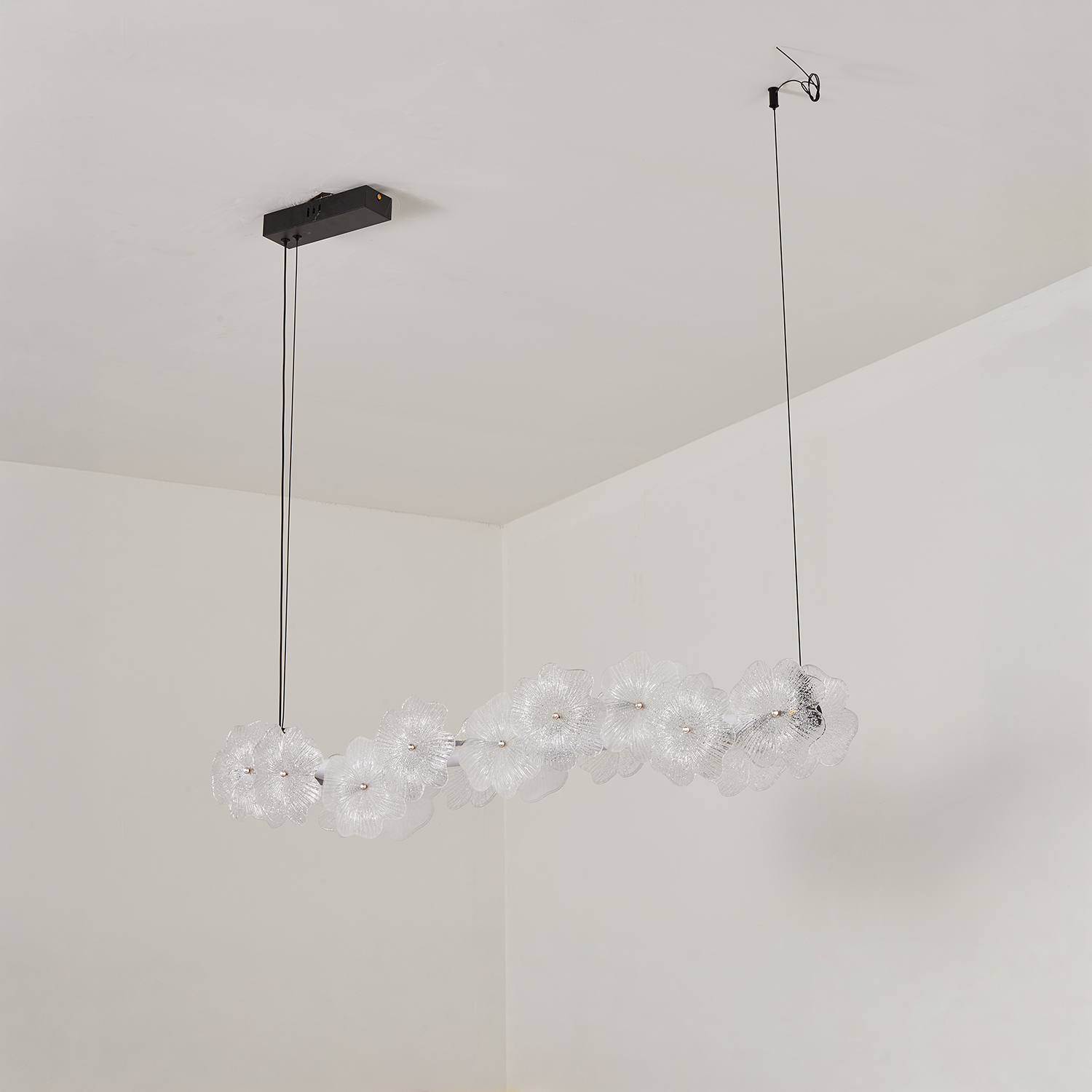 Murano Style Floral Crystal Linear Pendant Light