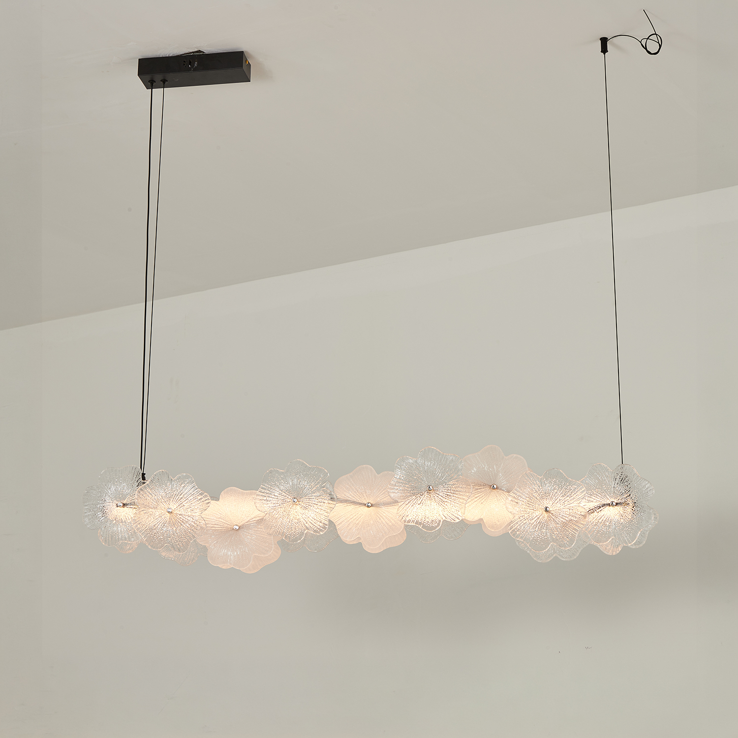 Murano Style Floral Crystal Linear Pendant Light