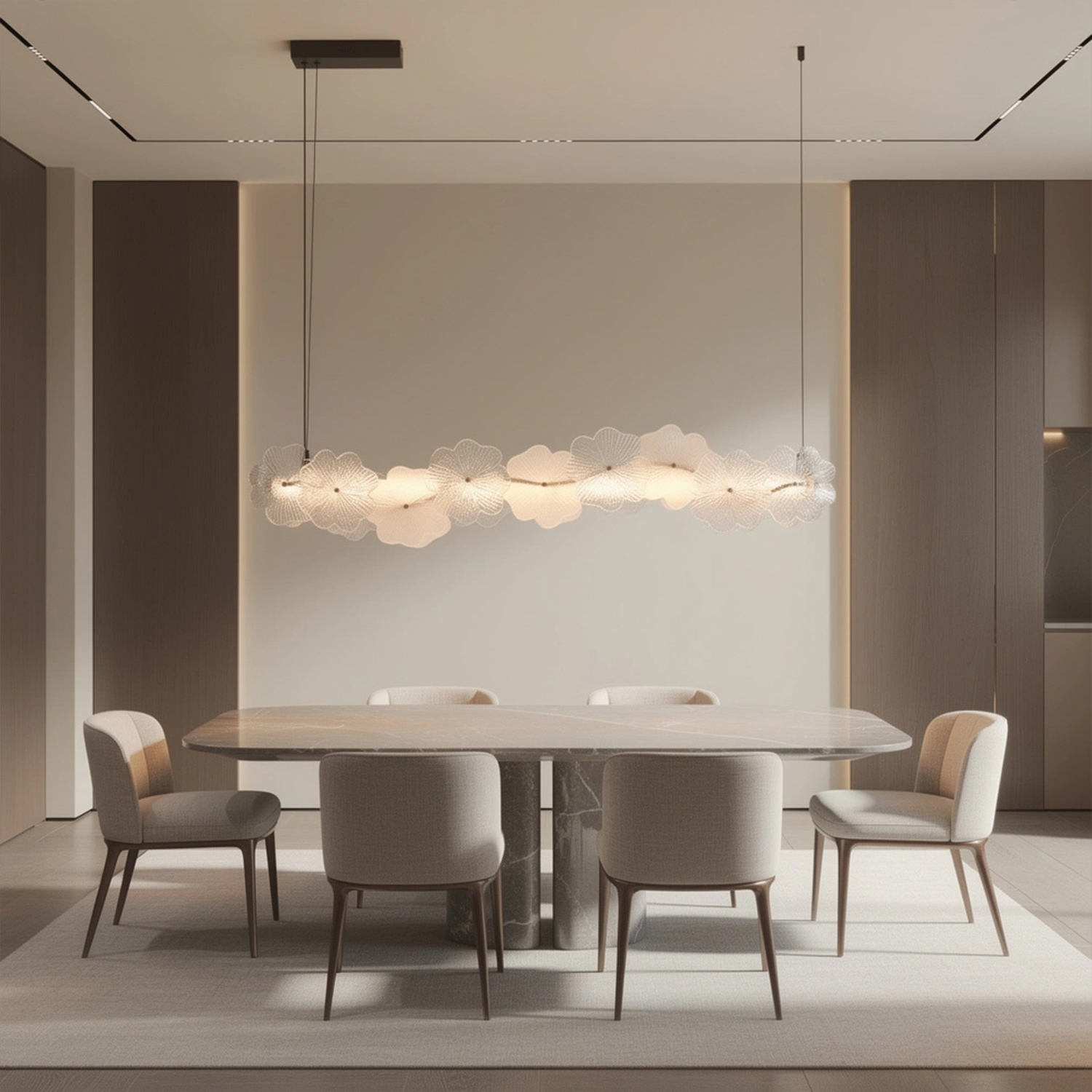 Murano Style Floral Crystal Linear Pendant Light