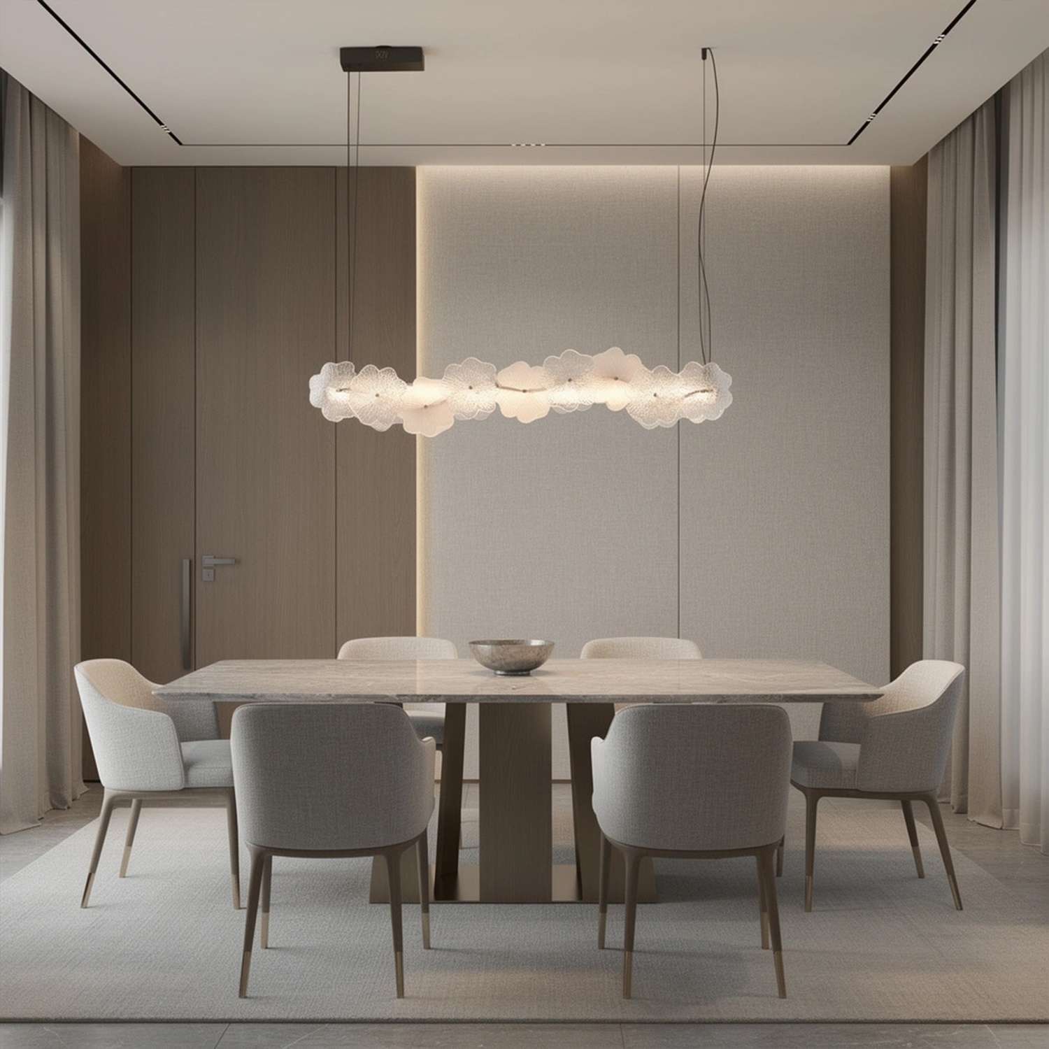 Murano Style Floral Crystal Linear Pendant Light