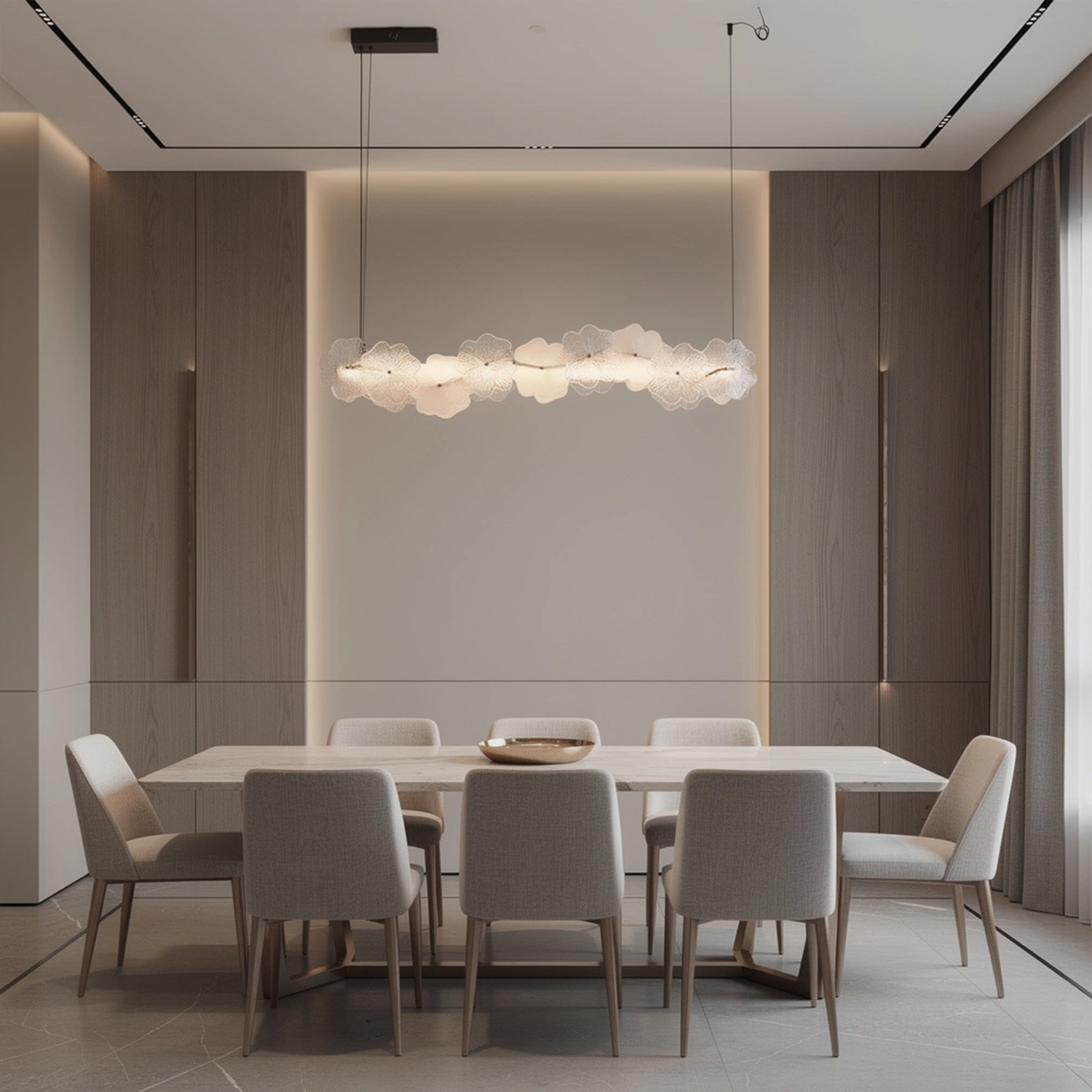 Murano Style Floral Crystal Linear Pendant Light