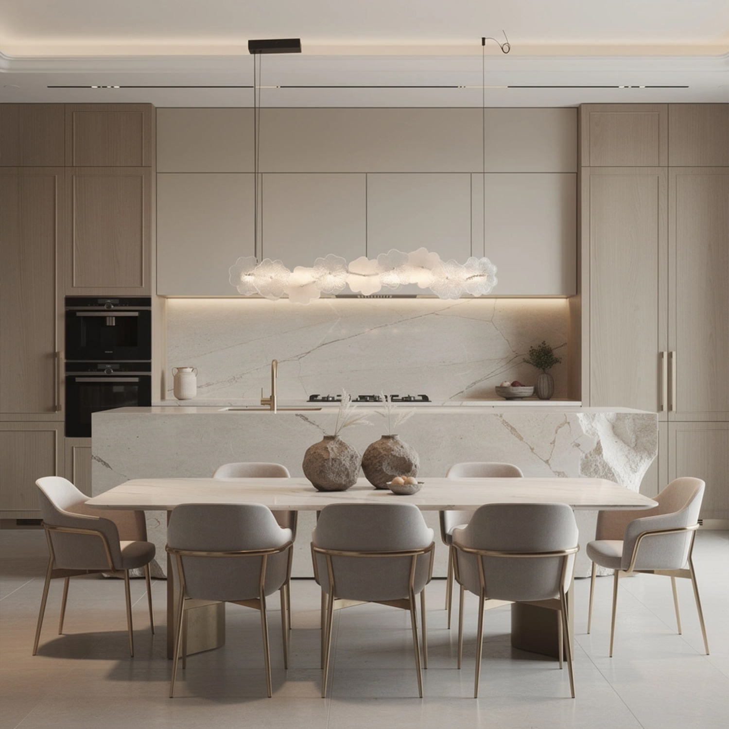 Murano Style Floral Crystal Linear Pendant Light