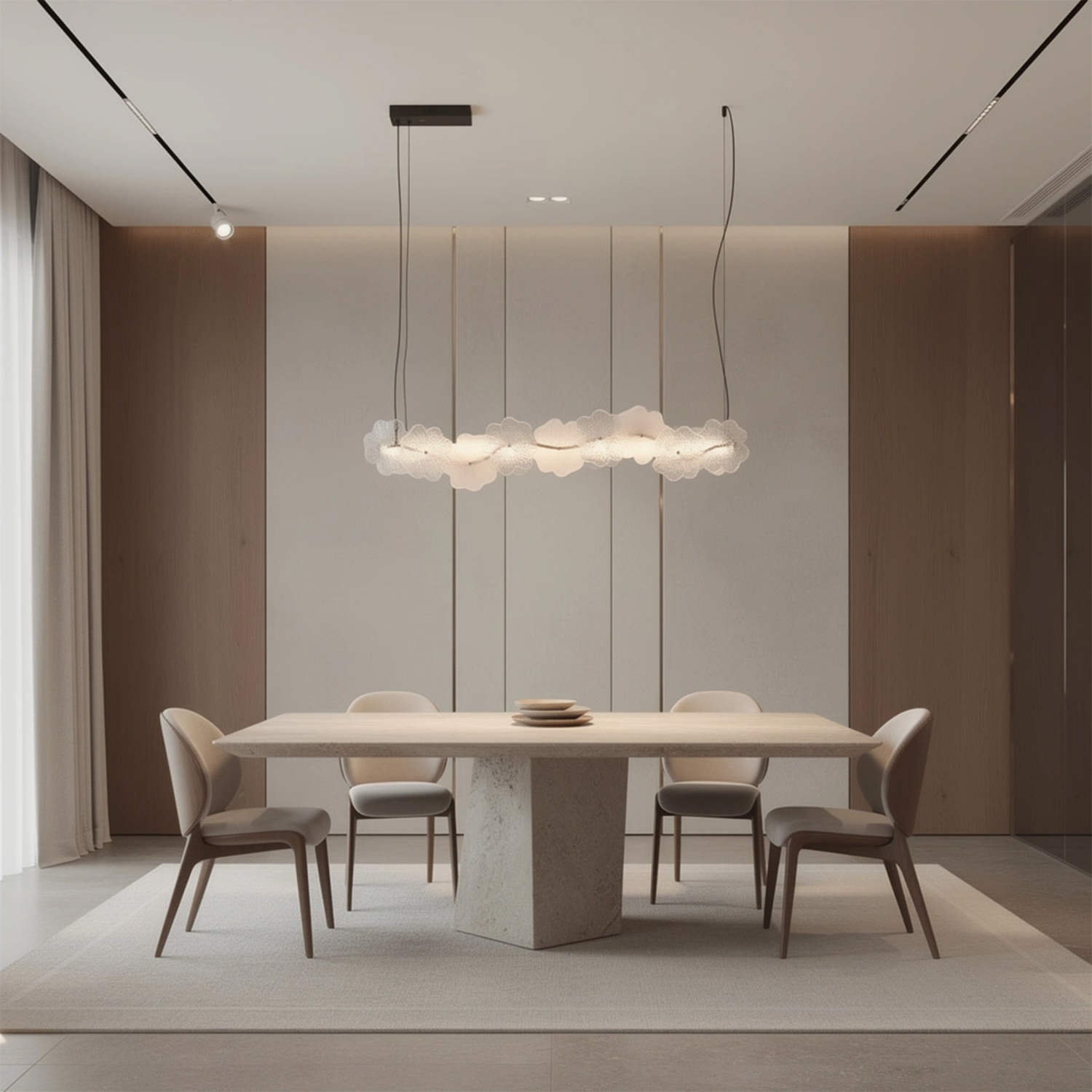 Murano Style Floral Crystal Linear Pendant Light