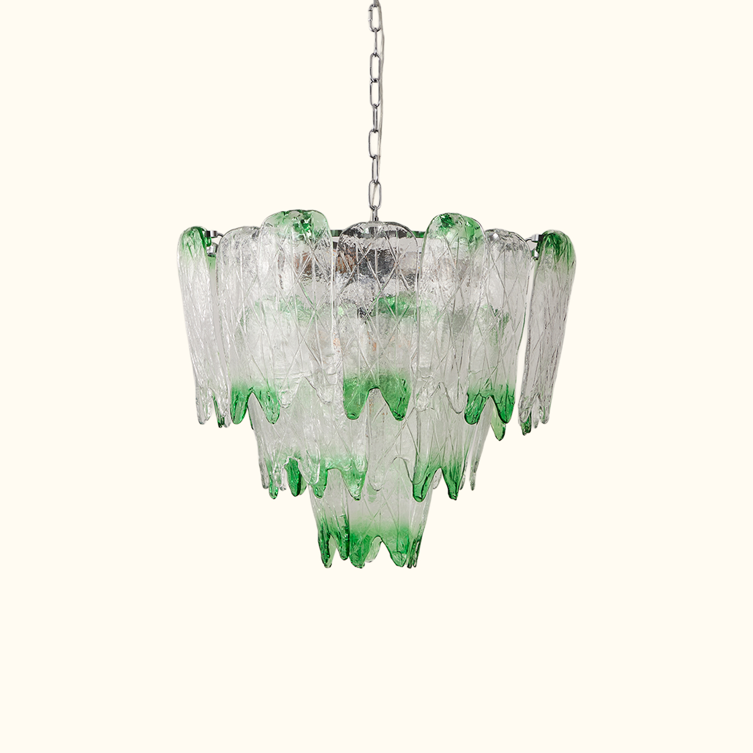 Murano Style Ice Green Textured Glass Chandelier