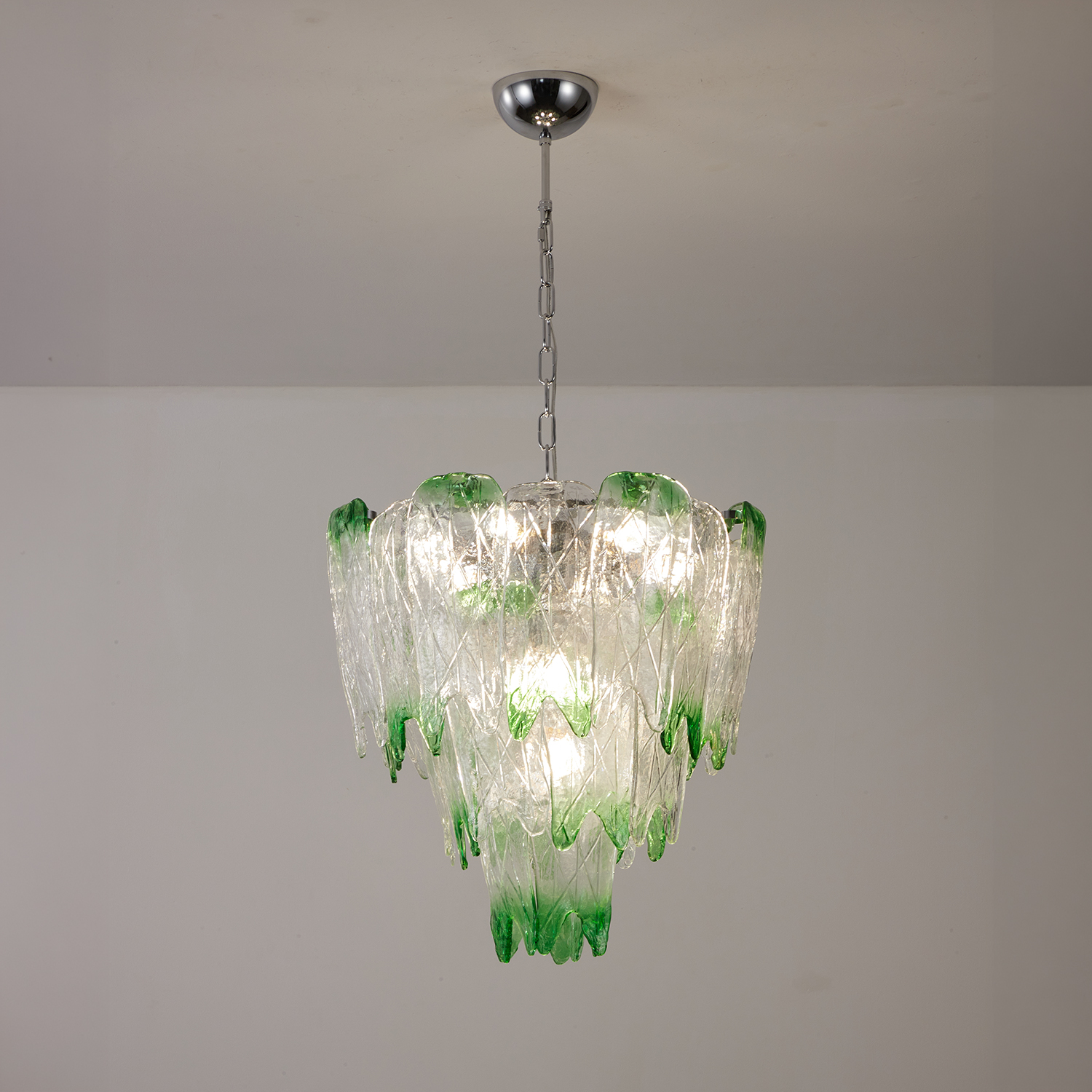 Murano Style Ice Green Textured Glass Chandelier